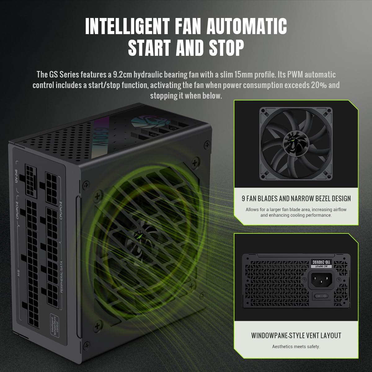 650W Gold Efficiency Fully Modular SFX Power Supply ATX 3.1 Compact Design Ultra Quiet 92mm Fan for Desktop PC - PuriLite