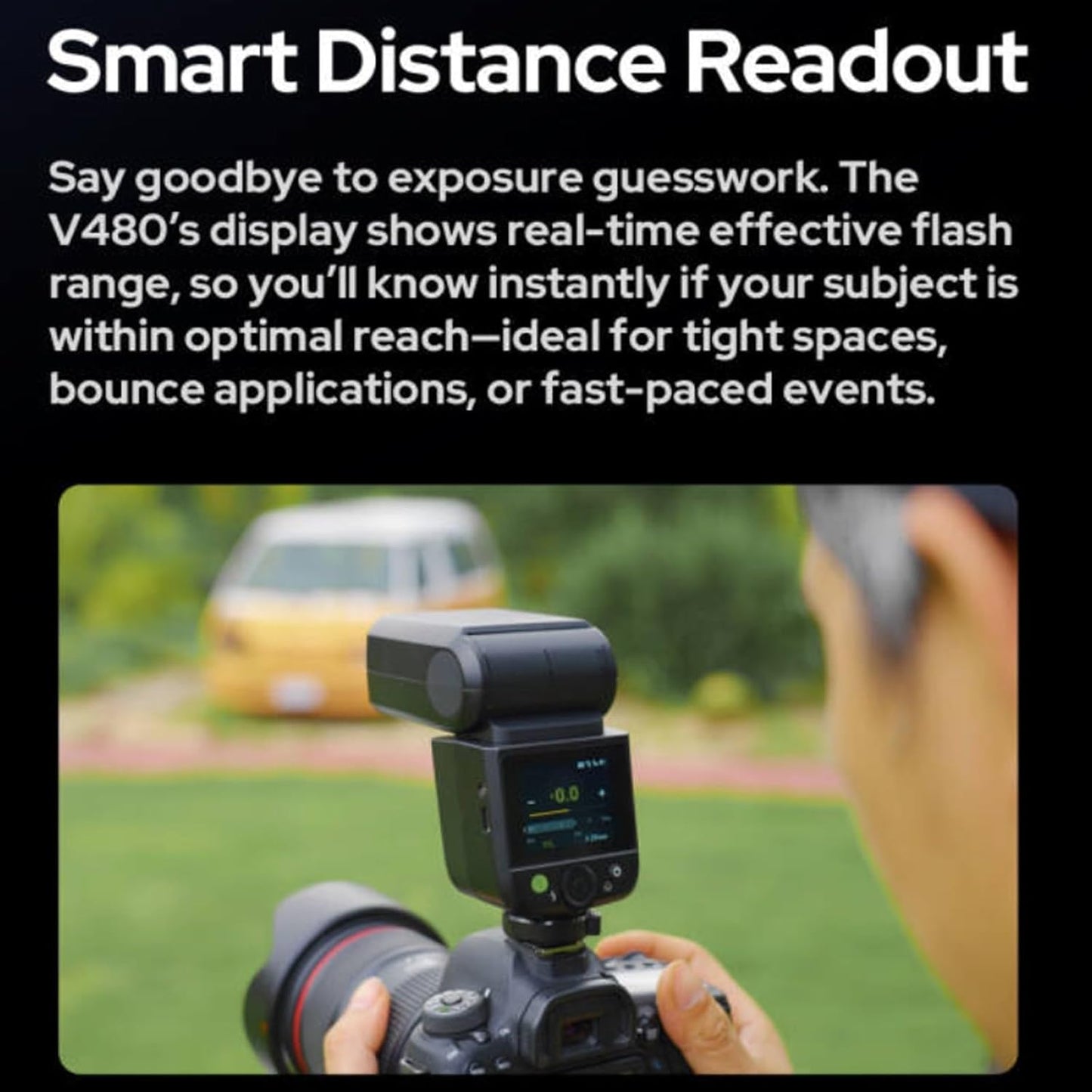 Godox V480 C V480-C TTL Flash for Canon Cameras, GN50 1/8000 HSS, 650 Full Power Flash, 1.7s Recycle Time, 2.4G Wireless, Built-in Modeling Light, 7.2V/2200mAh Li-ion Battery Touchscreen Speedlight