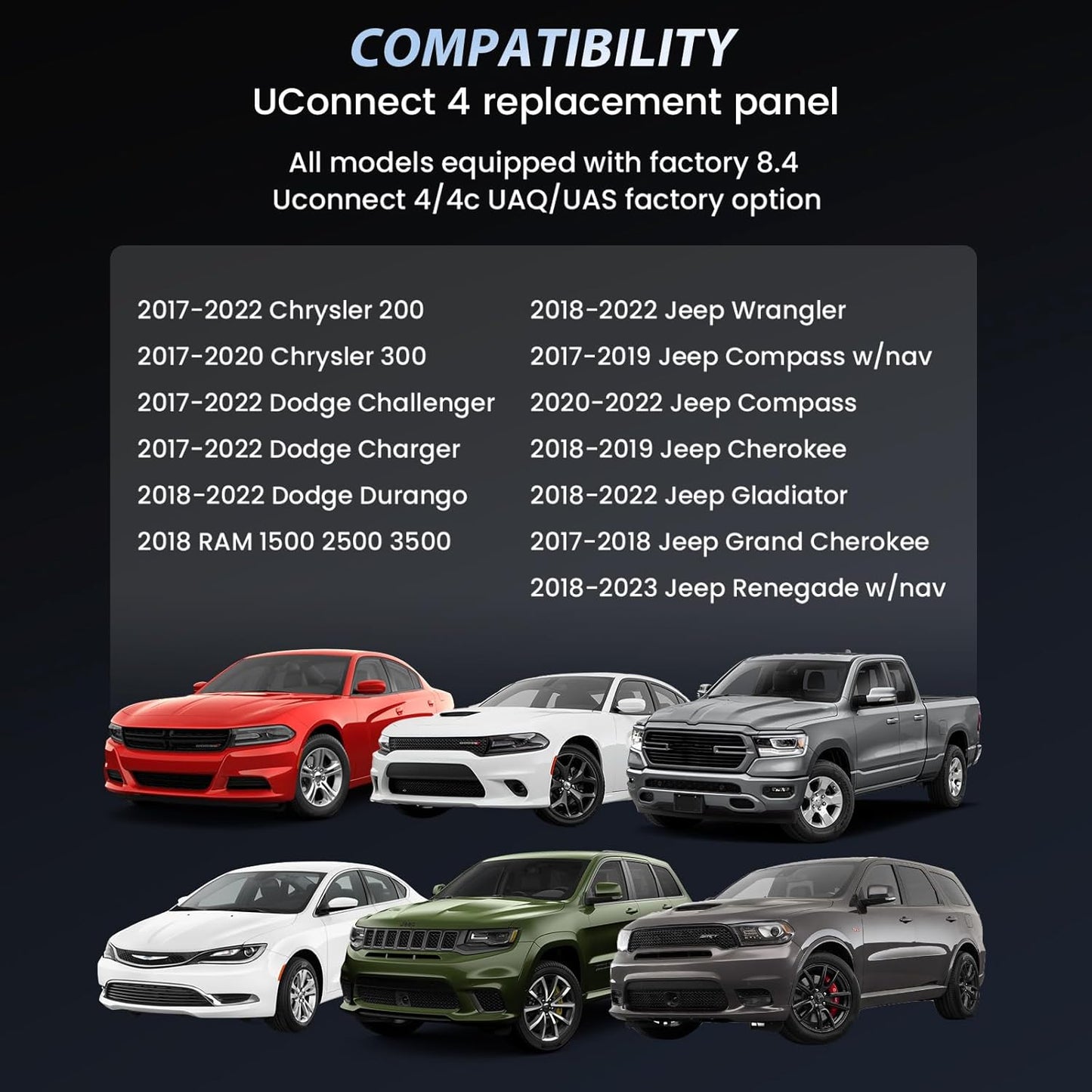 Upgraded Gel-Free 8.4" UConnect 4C UAQ Screen Replacement LCD+Digitizer Compatible with Dodge Ram Jeep Chrysler 2017-2022 Replace#LA084X01 SL(02)(1)