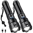 Flashlights High Lumens,990000 Lumens Rechargeable Flashlight,Super Bright Flashlights with 5 Modes,Waterproof Powerful Flash Light Suitable for Camping,Exploration,Hiking