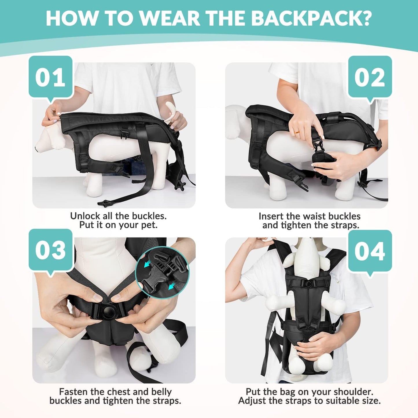 SlowTon Dog Carrier Backpack for Small Medium Dogs, Legs Out & Easy-Fit Dog Cat Puppy Front Carriers Bag for Pet Up to 35lbs, Adjustable Breathable Pet Backpack for Traveling Camping Hiking