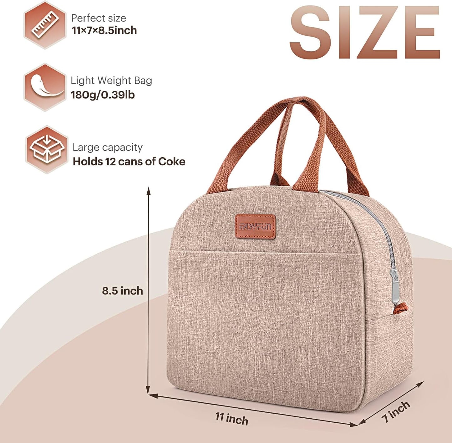 Lunch Bag for Women & Men Adult Insulated Lunch Box, Small Leakproof Cooler Food Lunch Containers Reusable High Capacity Lunch Tote Bags for Work, Travel, Outdoor