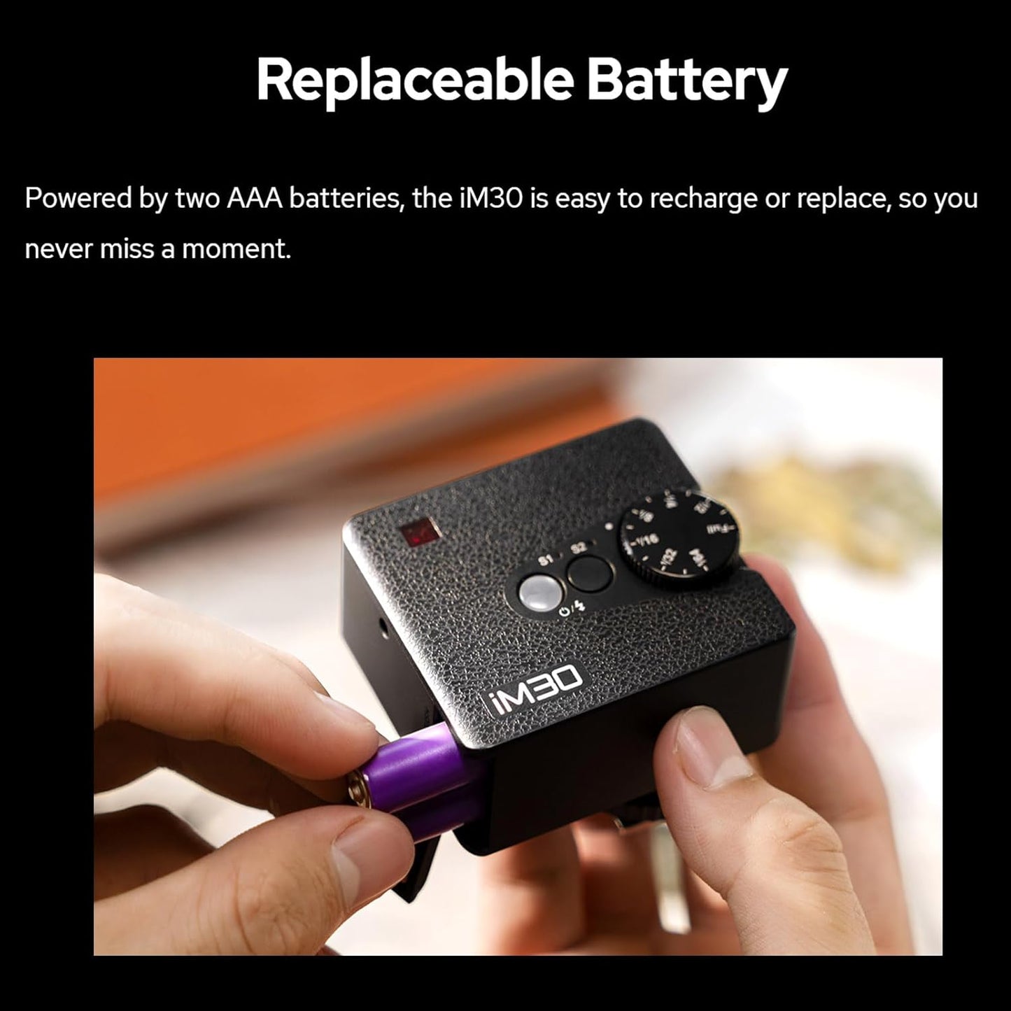 Godox iM30 Mini Speedlite, GN15 with 13 Levels Flash Power, CCT 6500K±200K, S1/S2 Optical Control for Fuji, Canon, Nikon, Sony, Olympus Cameras