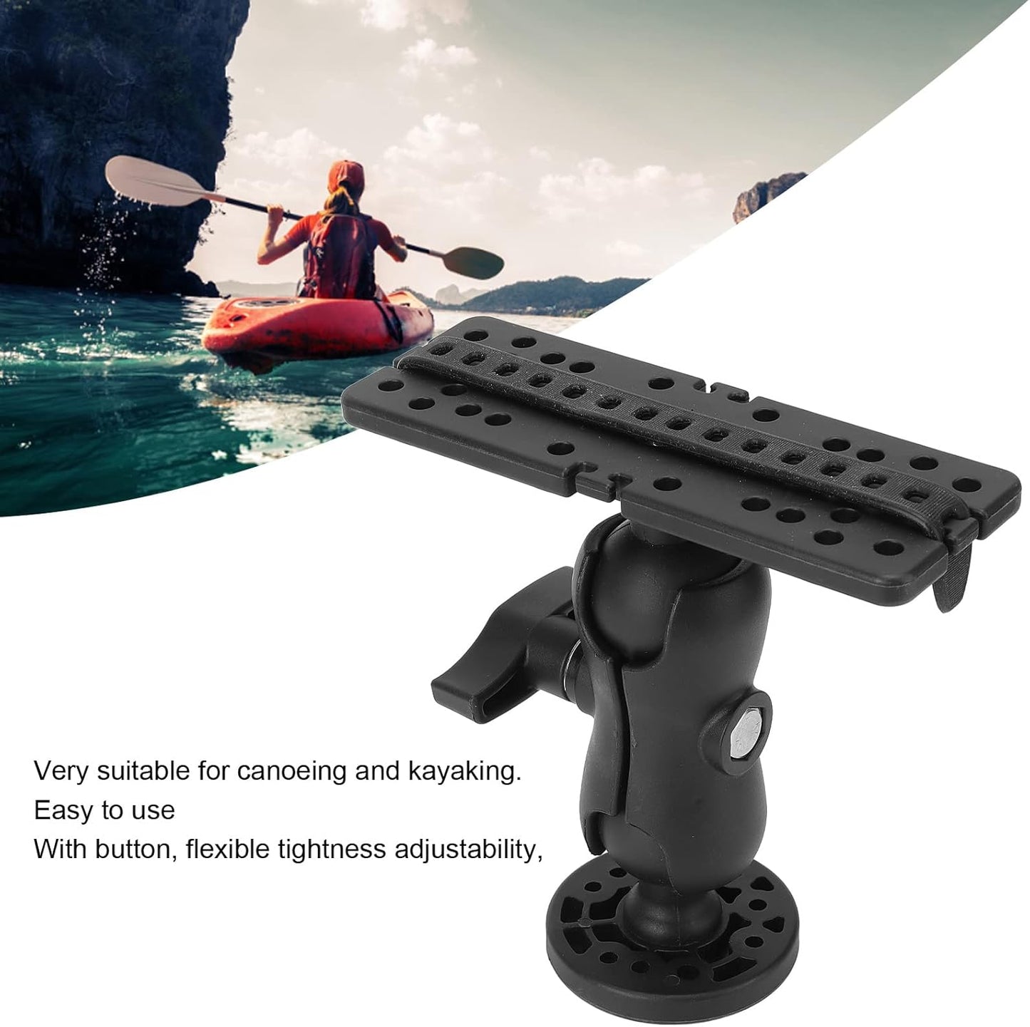 Fish Finder Mount Base, 360 Degree Rotation Ball Mount Adjustable Depth Fish Finder Holder Universal Marine Electronic Fish Finder Mount Fishing Accessories for Boat Canoe Kayak