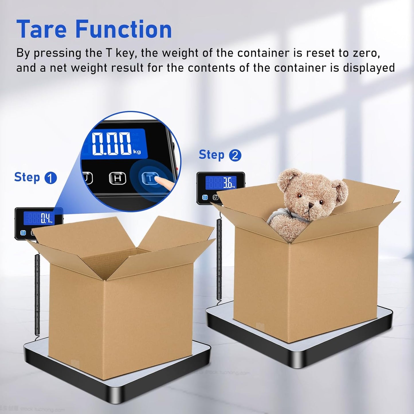 RAOYAN Shipping Scale, 440lb/0.5oz High Accuracy Digital Postal Scale with LCD Display, Hold/Tare Function, Shipping Scale for Package, Luggage, Warehouse (Including 2 Batteries, Charging Cable)