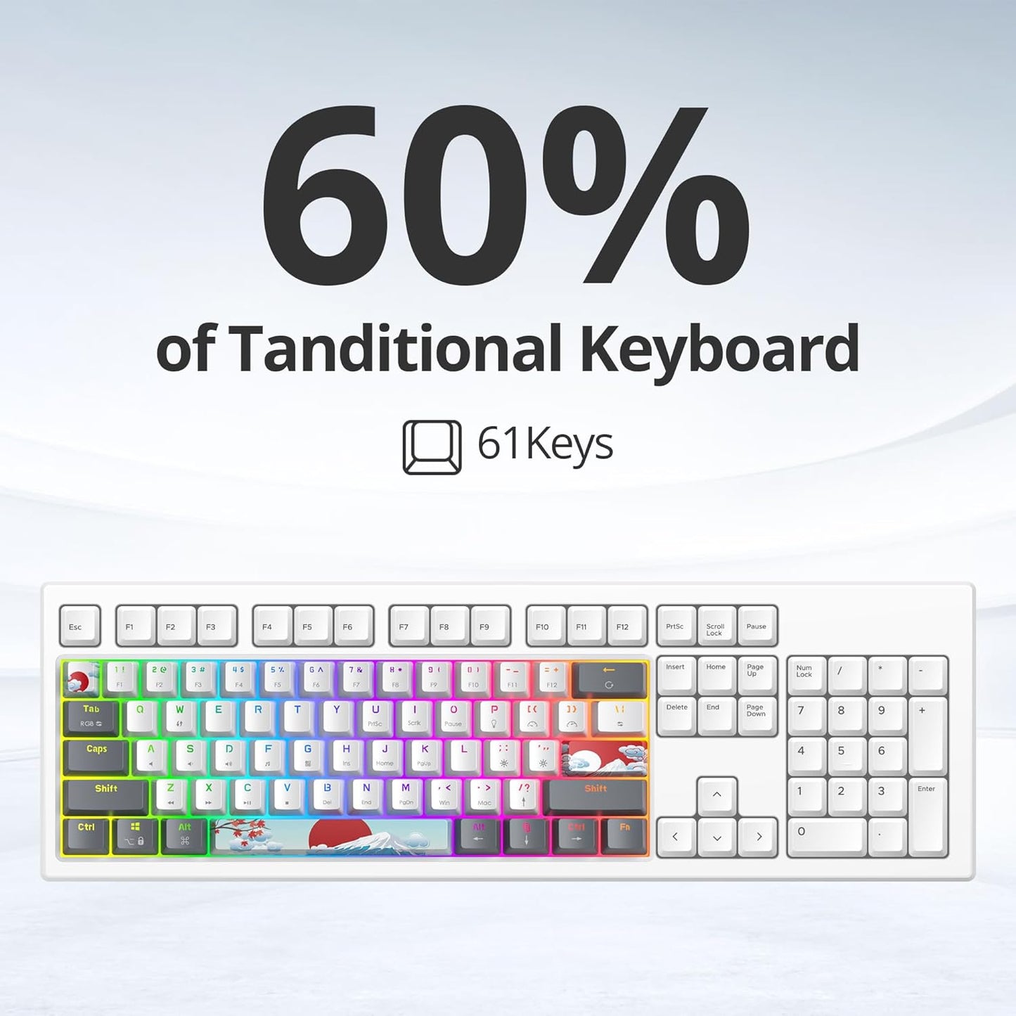 Fogruaden Full Size Mechanical Keyboard, Green Matcha Keyboard, Wired USB 104 Keys RGB Backlit Gaming Keyboard with Number Pad, Red Switches, NKRO Mechanical Keyboard for Windows Laptop PC Gamer