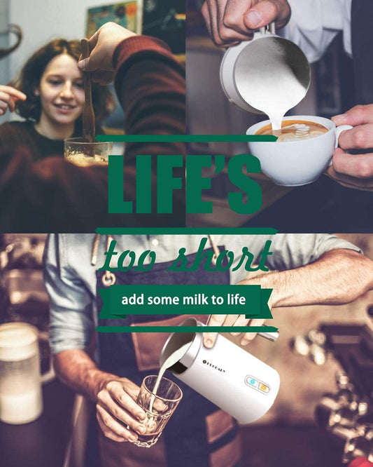 Huogary Milk Frother, Milk Steamer for Milk Foam & Hot Milk(4.5oz/10.5oz), Electric Milk Frother and Warmer for Homemade Coffee, 120V (White) - PuriLite