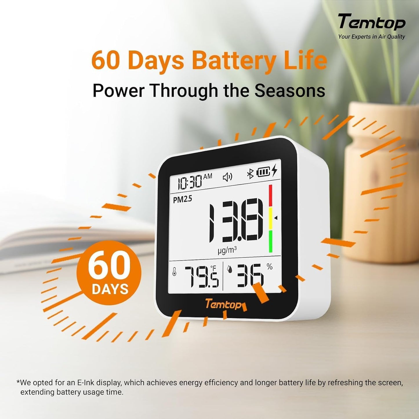 Temtop Air Quality Monitor Indoor with PM2.5, AQI, tVOC, CO2 Monitor, Temperature & Humidity Monitoring,Connectivity with App(M10 Plus)