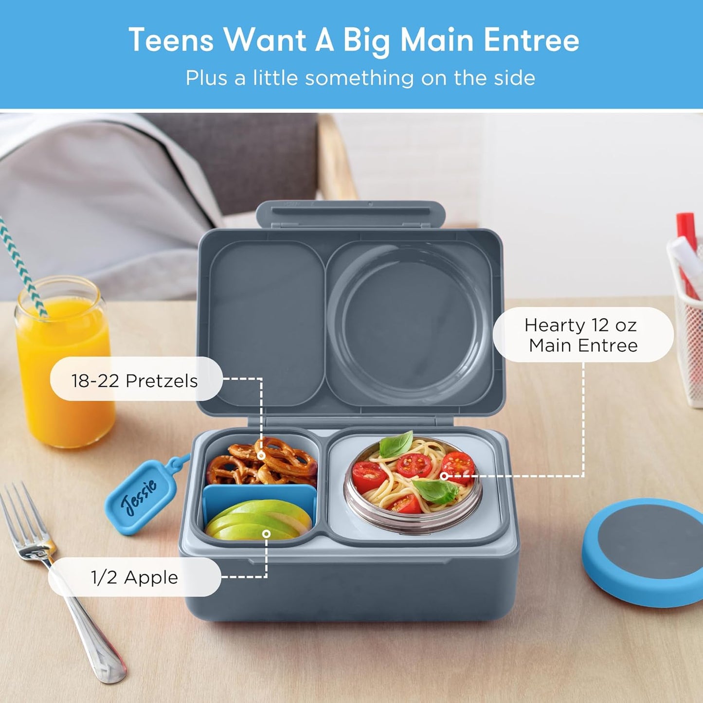 OmieBox UP bento box for kids | Insulated lunch box | Insulated food jar | Cooler ice pack | 2 Compartments (Cherry Pink)