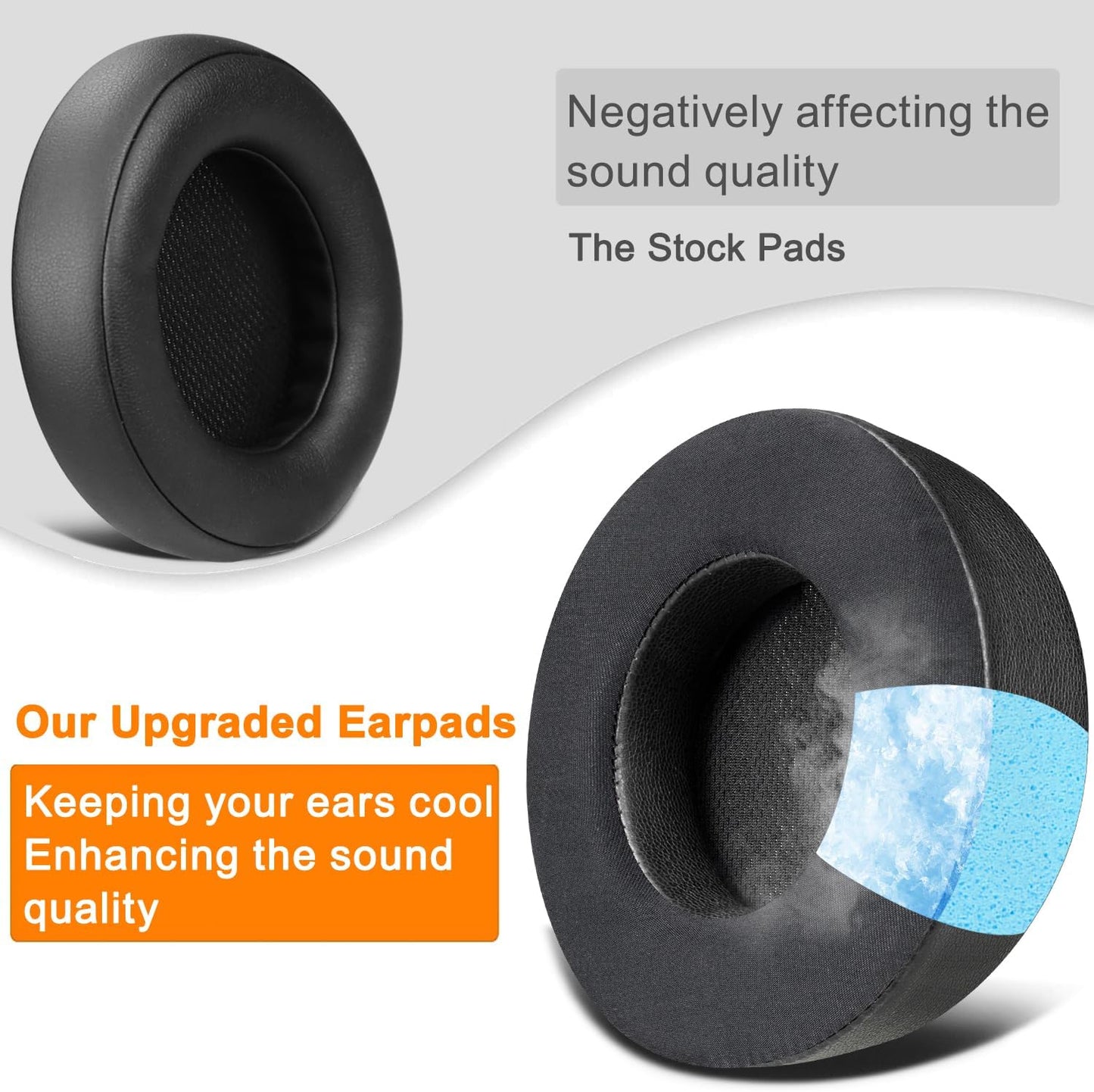 SOULWIT Cooling Gel Ear Pads Replacement for Corsair Virtuoso RGB Wireless XT SE Gaming Headset, Earpads Cushions with High-Density Noise Isolation Foam, Added Thickness - Black