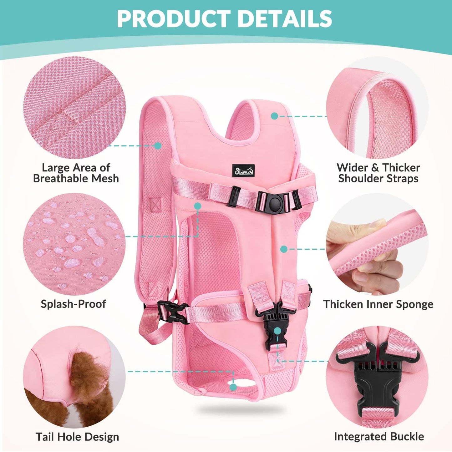 SlowTon Dog Carrier Backpack for Small Medium Dogs, Legs Out & Easy-Fit Dog Cat Puppy Front Carriers Bag for Pet Up to 35lbs, Adjustable Breathable Pet Backpack for Traveling Camping Hiking