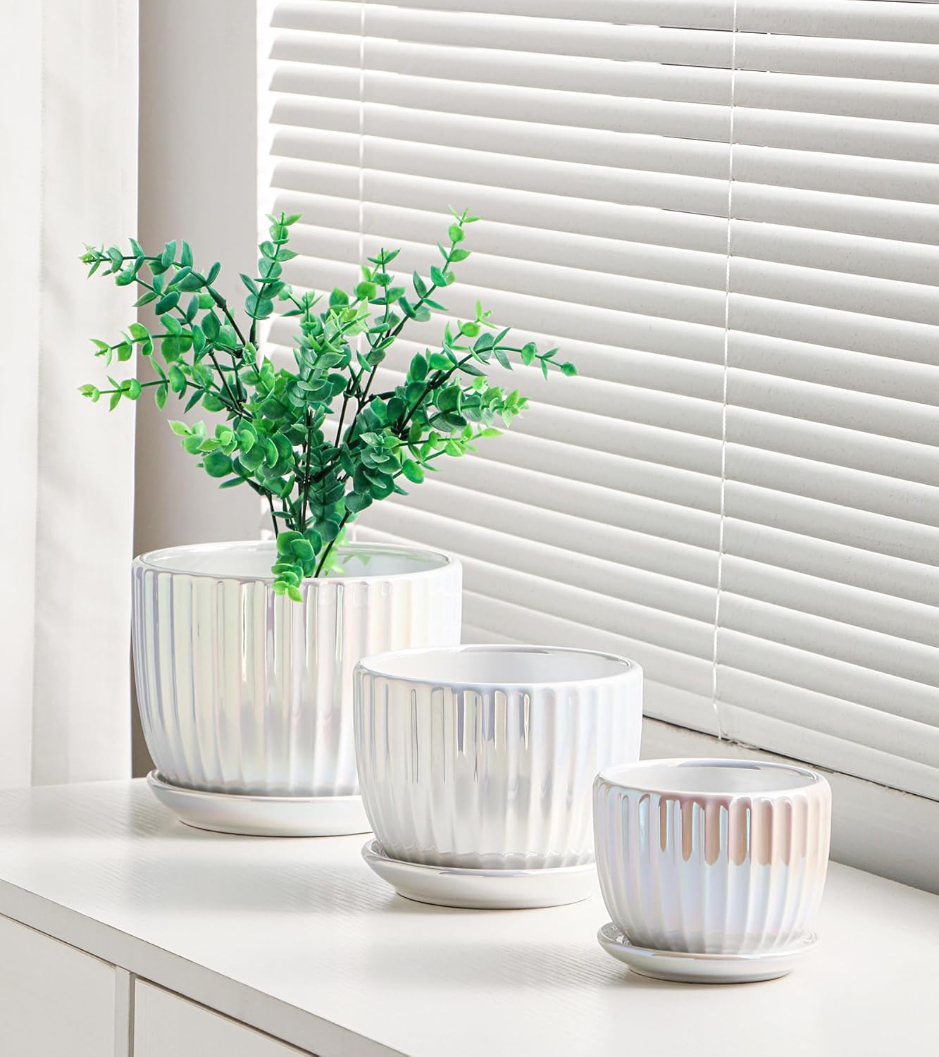 Purilite Select 3-Piece Ceramic Indoor Planter Set