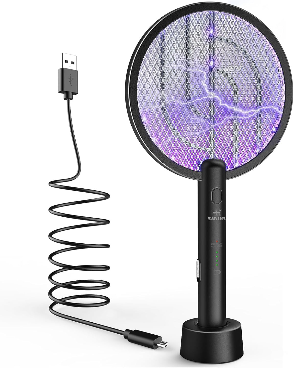 PALONE Bug Zapper Racket, 4000V Electric Fly Swatter, 2 in 1 Electric Zapper with USB Rechargeable, Fly Zapper for Kitchen, Home, Garden