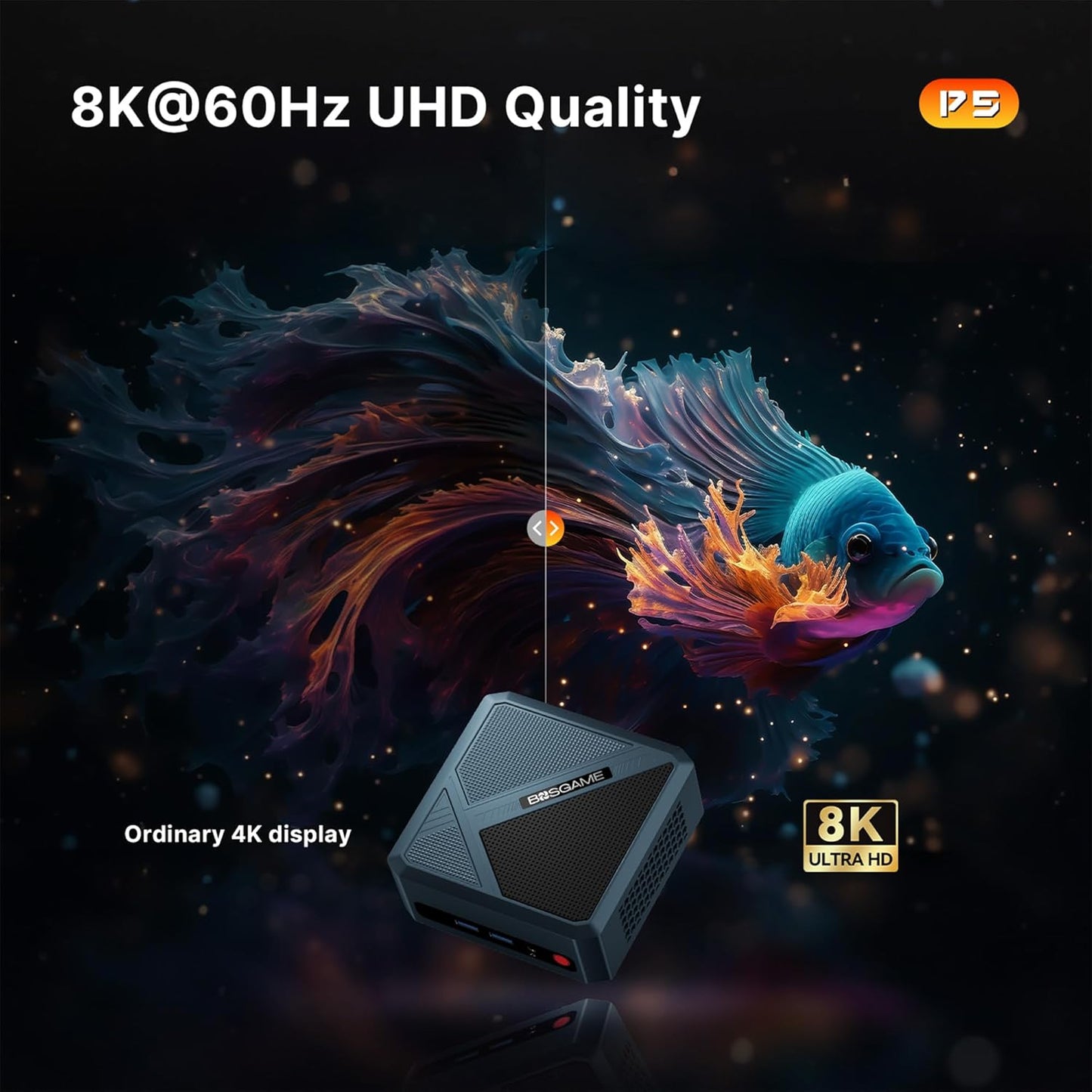 BOSGAME P4 Gaming Mini PC Ryzen 7 5700U 32GB RAM 1TB NVMe M.2 2280 SSD, 11-Pro OS Mini Computers, Micro PC 4K 60Hz Triple Display, HDMI+DP+Type-C, WiFi 6E, BT5.2, PD3.0, Dual 2.5GbE LAN