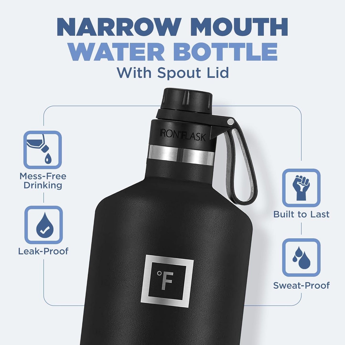 Camping & Hiking Hydration Canteens - 24oz 3 Lids (Narrow Straw/Spout Lid) Leak Proof Vacuum Insulated Stainless Steel - Hot & Cold Double Walled Sports Water Bottle