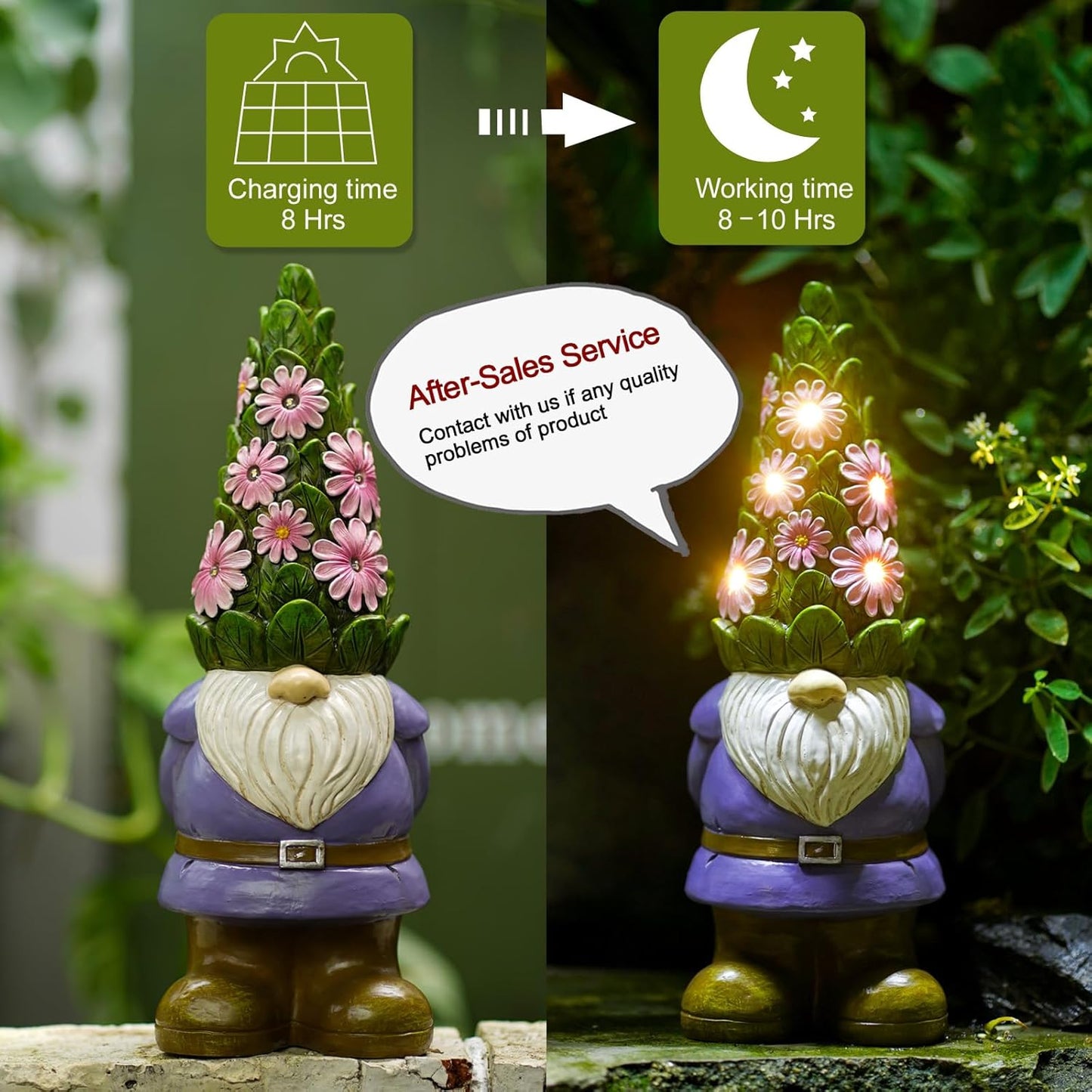 Nacome Solar Garden Outdoor Statues Turtle with Succulent 7 LED Lights - Lawn Decor Patio, Balcony, Yard Ornament - Birthday for Women/Mom/Grandma