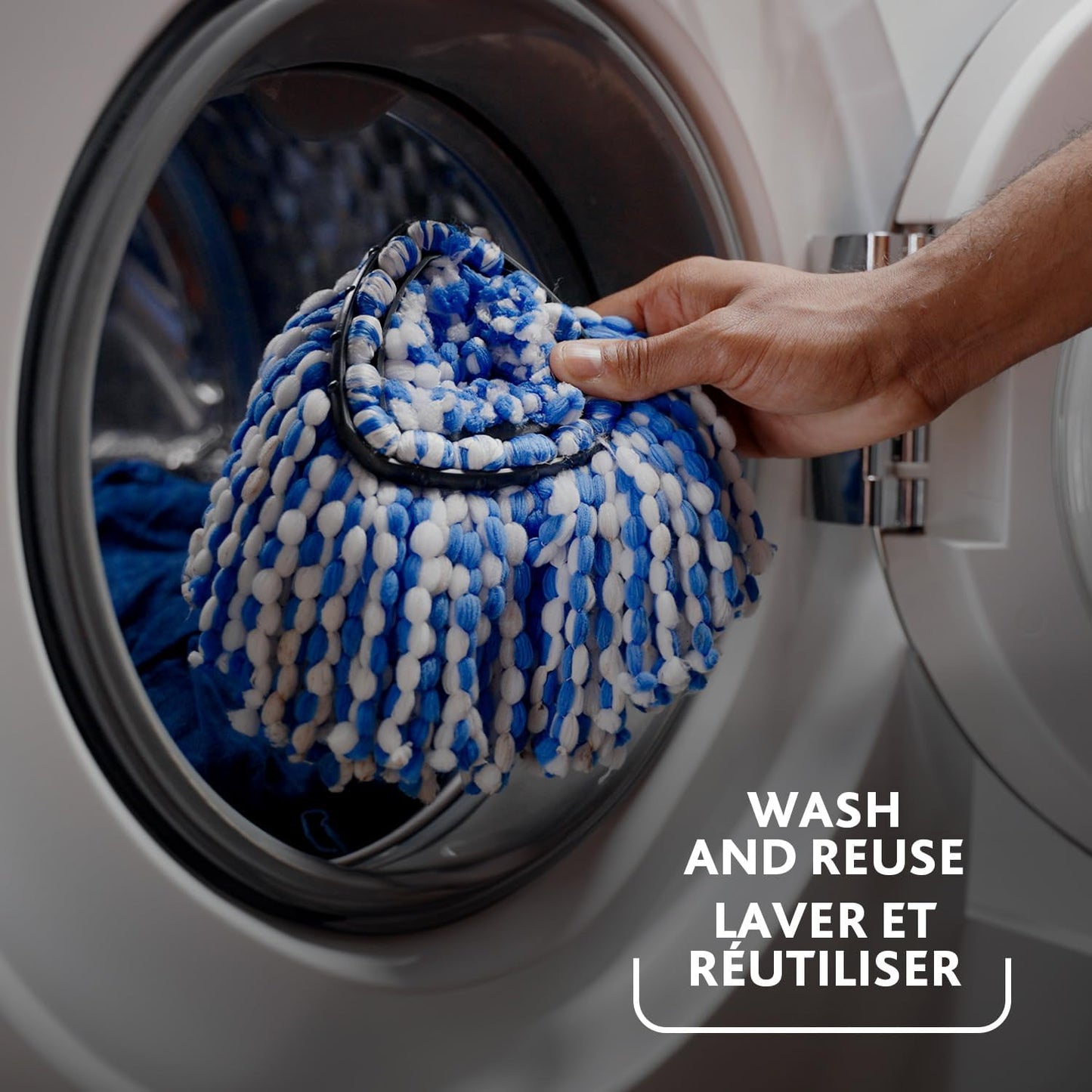 Vileda RinseClean Spin Mop & Bucket System | 2-Tanks Separate Clean and Dirty Water | Machine Washable and Reusable Microfibre Mop Head Replacement | Hands-Free Wringing Bucket