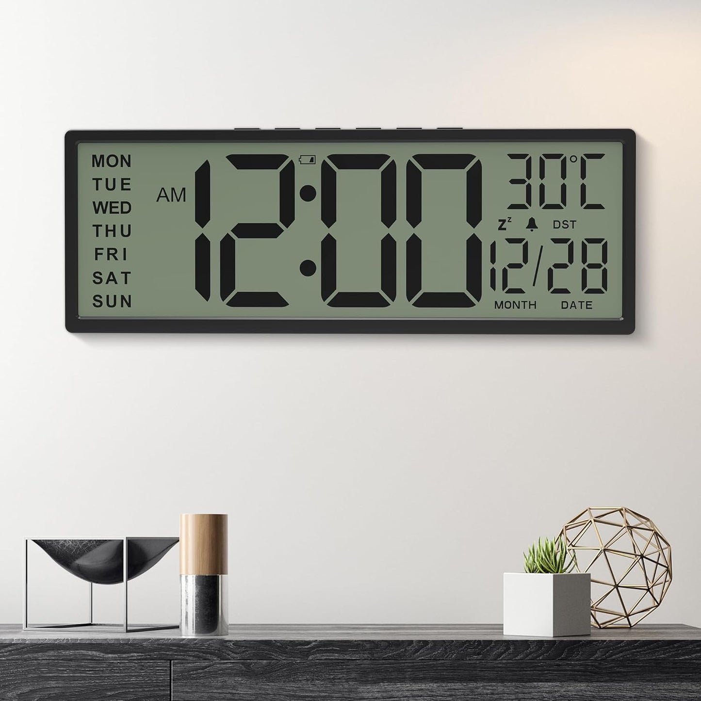 Purilite Select 15.5" Large Digital Wall Clock