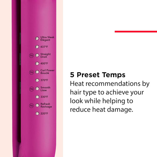 Revlon RVST2217F Easy Heat Precision 1" Flat Iron with TRUGUARD™ technology, High Heat, Less Frizz, Fast Heat, Dual Voltage, 10 Heat Settings - PuriLite
