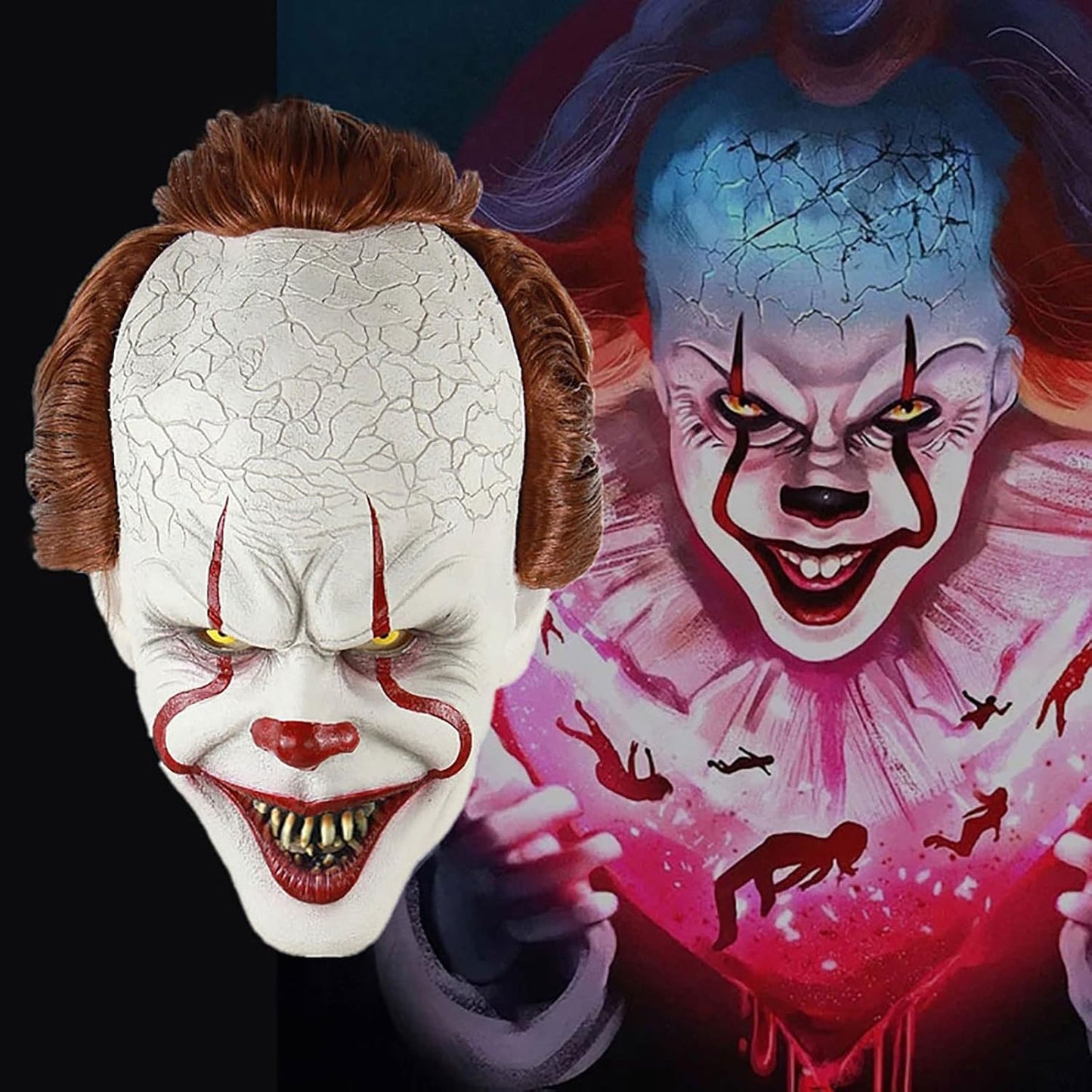 Halloween Clown Masks, Glowing Clown Mask Light Up, Festival Costume Cosplay Decoration Prop for Adults