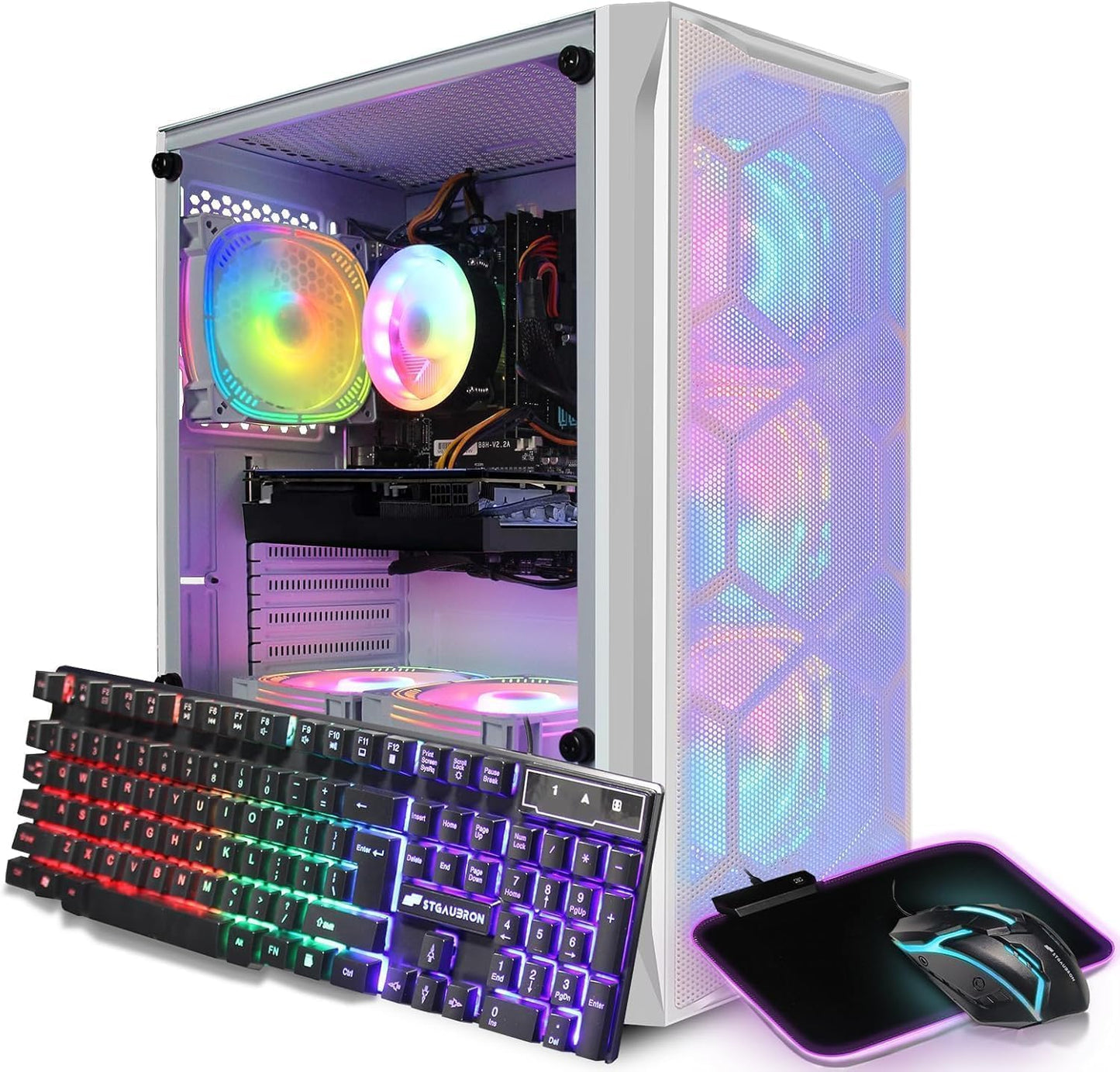 STGAubron Gaming PC Computer Desktop, GeForce RTX 2060 Super, Intel Core i7 8th up to 4.1GHz, 16G DDR4, 1T SSD, 600M WiFi, BT 5.0, RGB Fan x6, Windows 11 Home