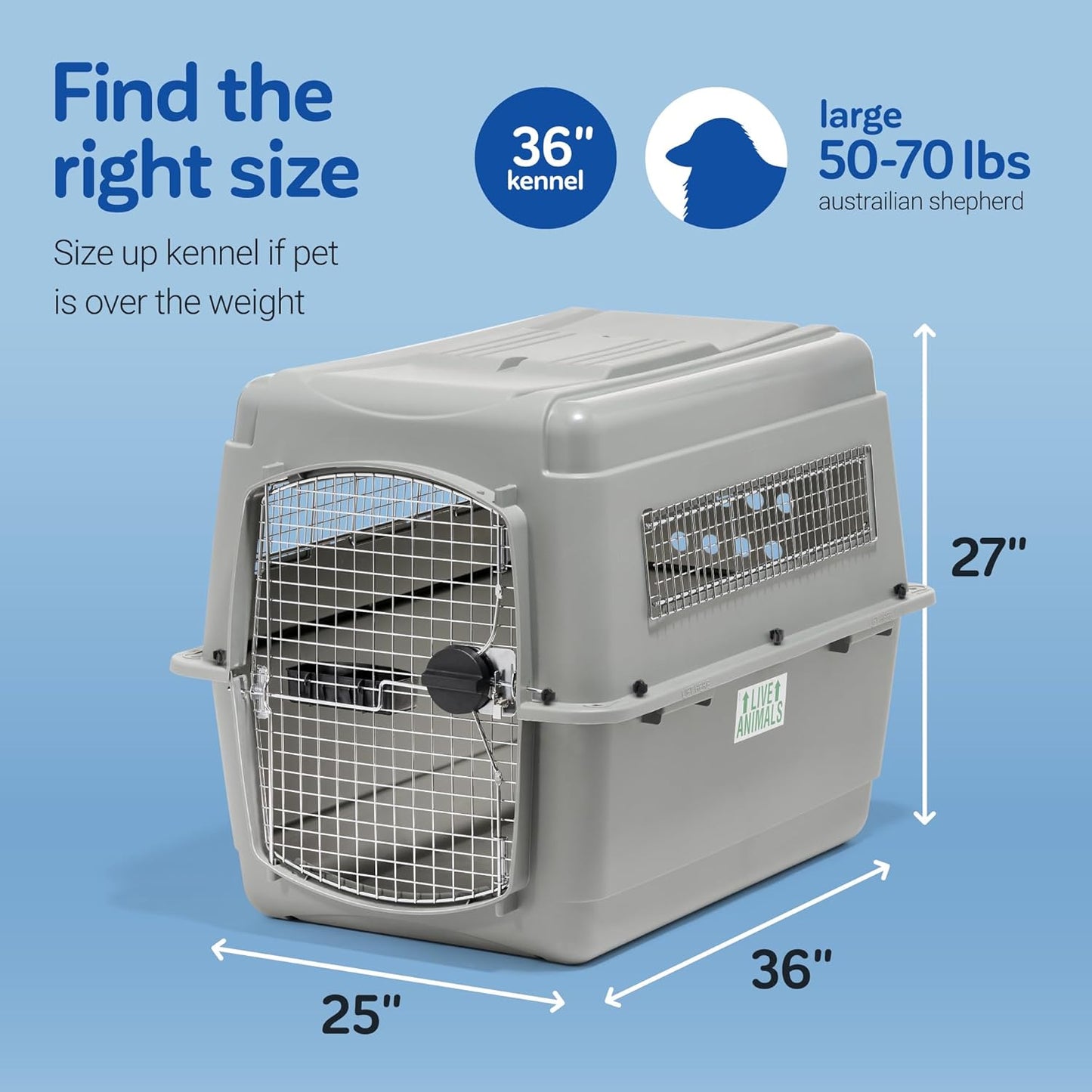 Petmate 00200 Sky Kennel for Pets from 25 to 30-Pound, Light Gray