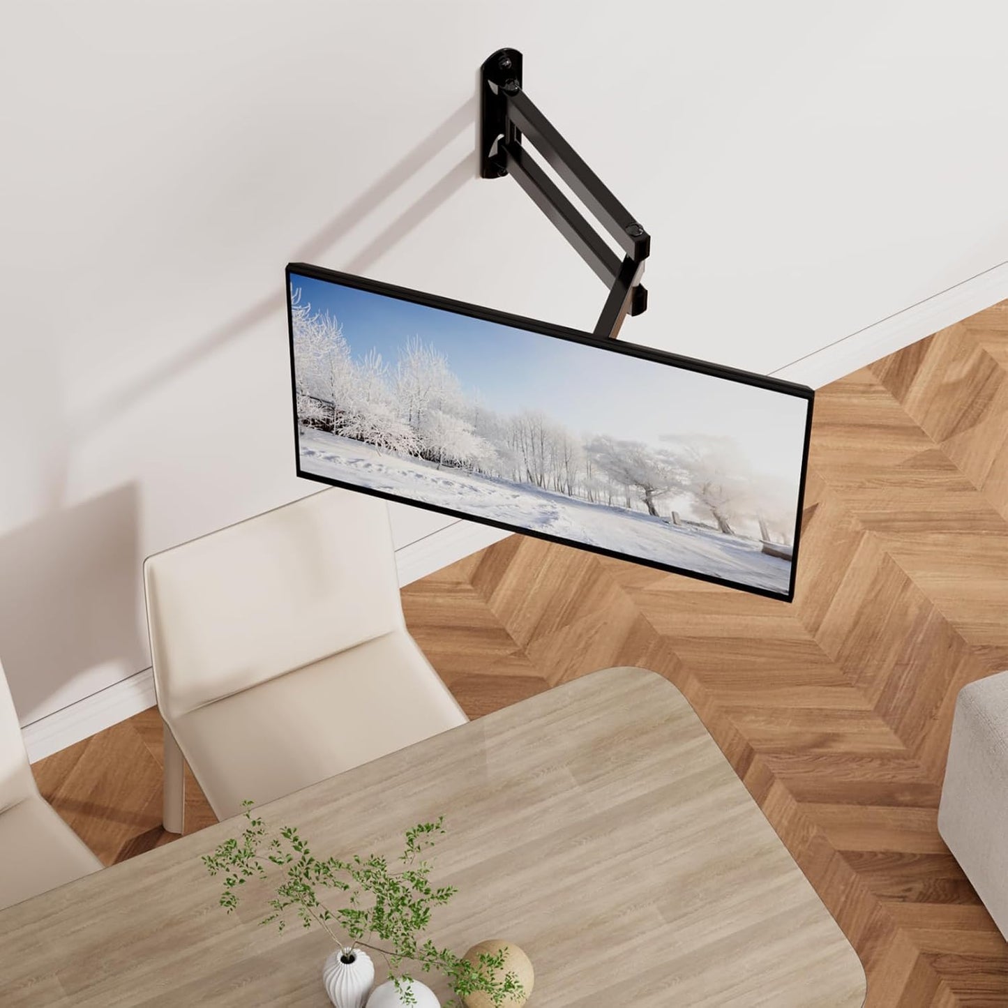 WALI TV Wall Mount, Swivel Tilt Rotate Full Motion TV Mount with Articulating 15" Extension Arm for Most 13-32 Inch LED LCD Flat Curved Screen TVs & Monitors, Mounting Holes up to 100x100mm, Black
