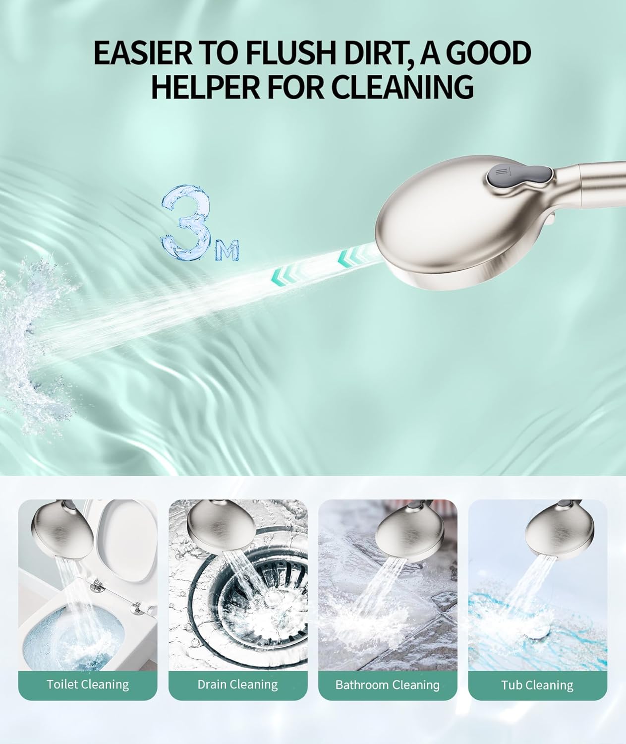 Filtered Shower Head with Handheld, High Pressure 9 Spray Mode Chrome Showerhead with Filters,Detachable Shower Head,Water Softener Filters Beads for Hard Water -Remove Chlorine