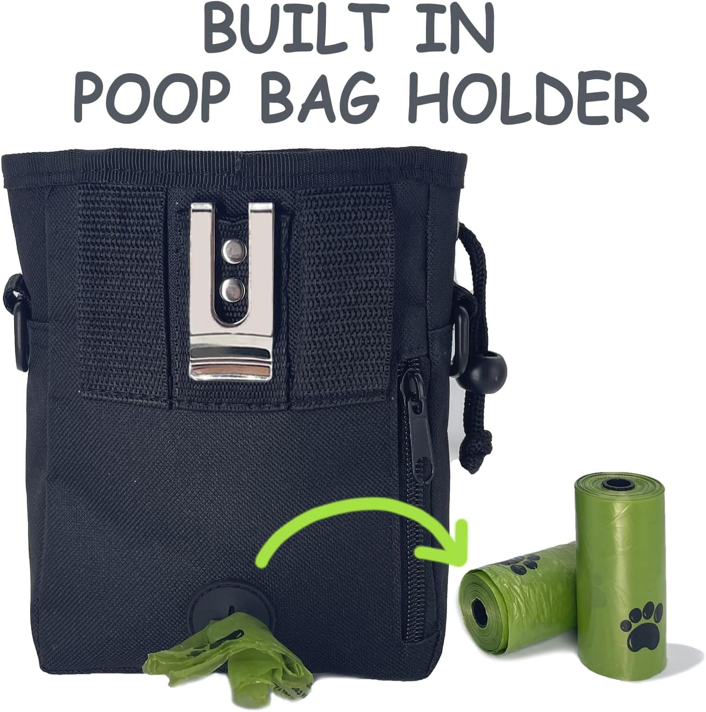 TRIPOLACO Dog Treat Pouch, Large Treat Pouches for Pet Training with Multiple Pockets, Built-in Poop Bag Dispenser & Phone Holder, 3 Wear Styles, Ideal Dog Treat Bag for Training & Walks