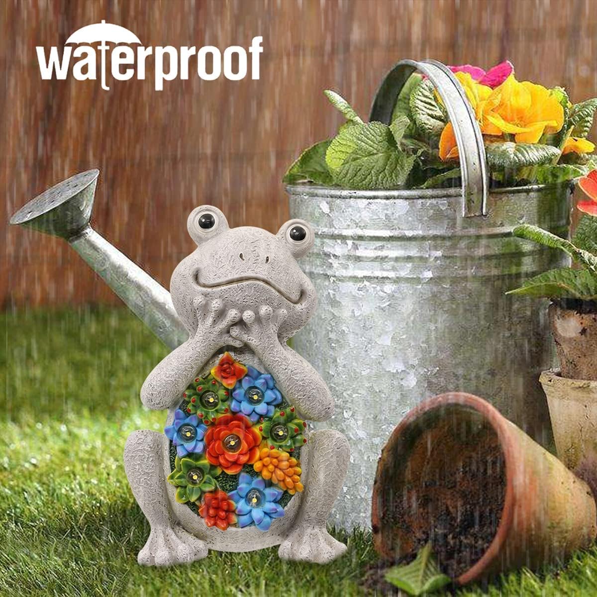 Nacome Solar Frog Riding Turtle for Garden Decor - Outdoor Statues for Patio,Yard,Balcony Ornament,Turtle Gifts for Women/Mom/Grandma,Mom's Best Gift