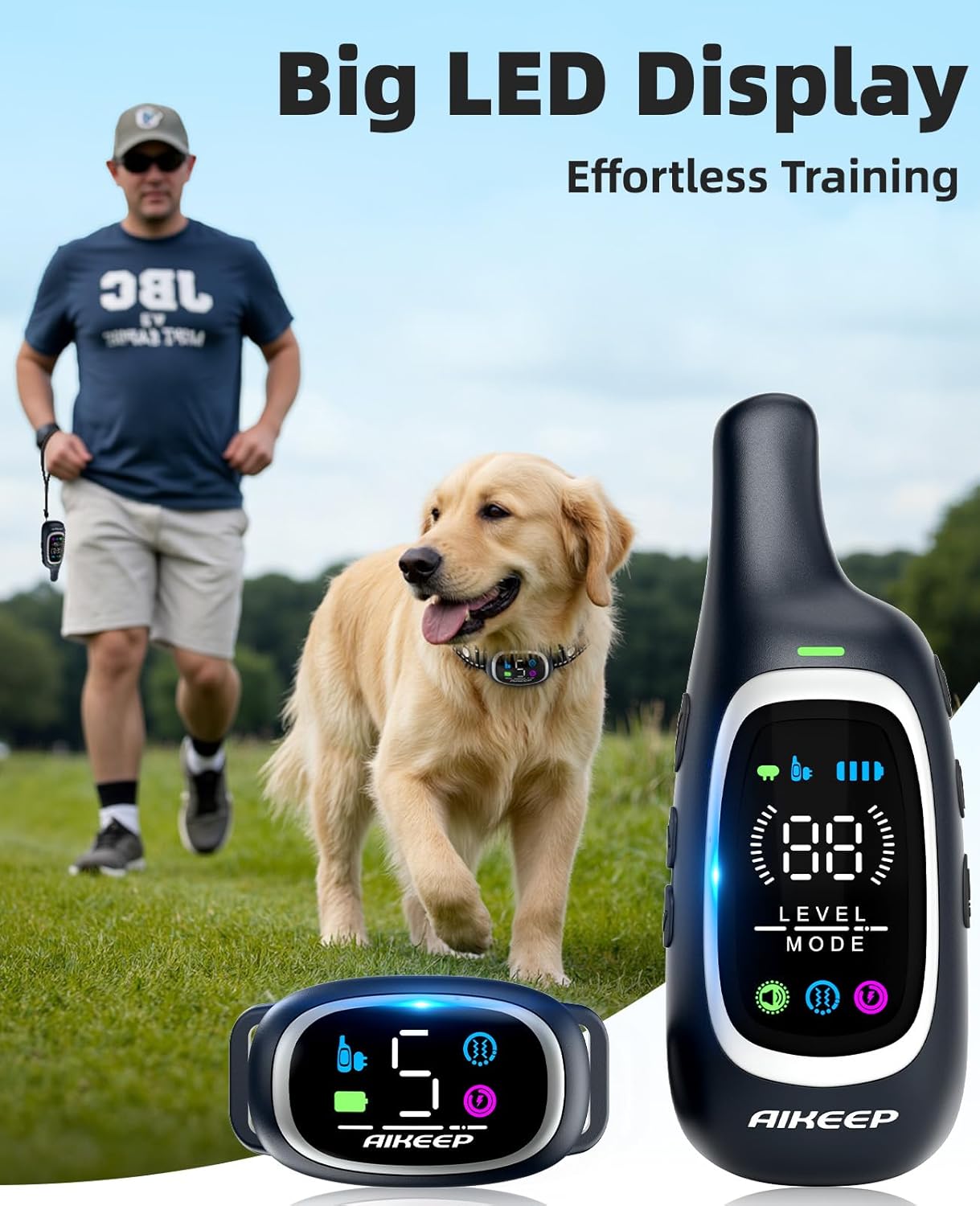 2-in-1 Dog Shock Collar and Bark Collar for Dogs – 3300FT Dog Training Collar with Remote, IP67 Waterproof e Collar with Anti-Bark/Beep/Vibration/Shock Modes for Small Medium Large Dog(8-120Lbs)