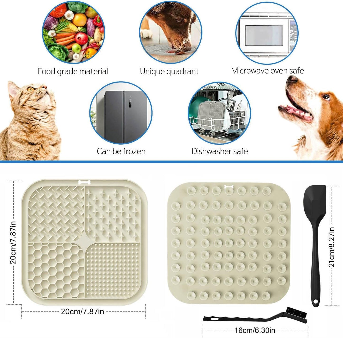 2 Pack Licking Mat for Dogs & Cats with Suction Cups, Dog Slow Feeder Lick Pat for Anxiety Relief, Dog Toys Feeding Mat for Butter Yogurt Peanut, Pets Bathing Grooming Training Mat