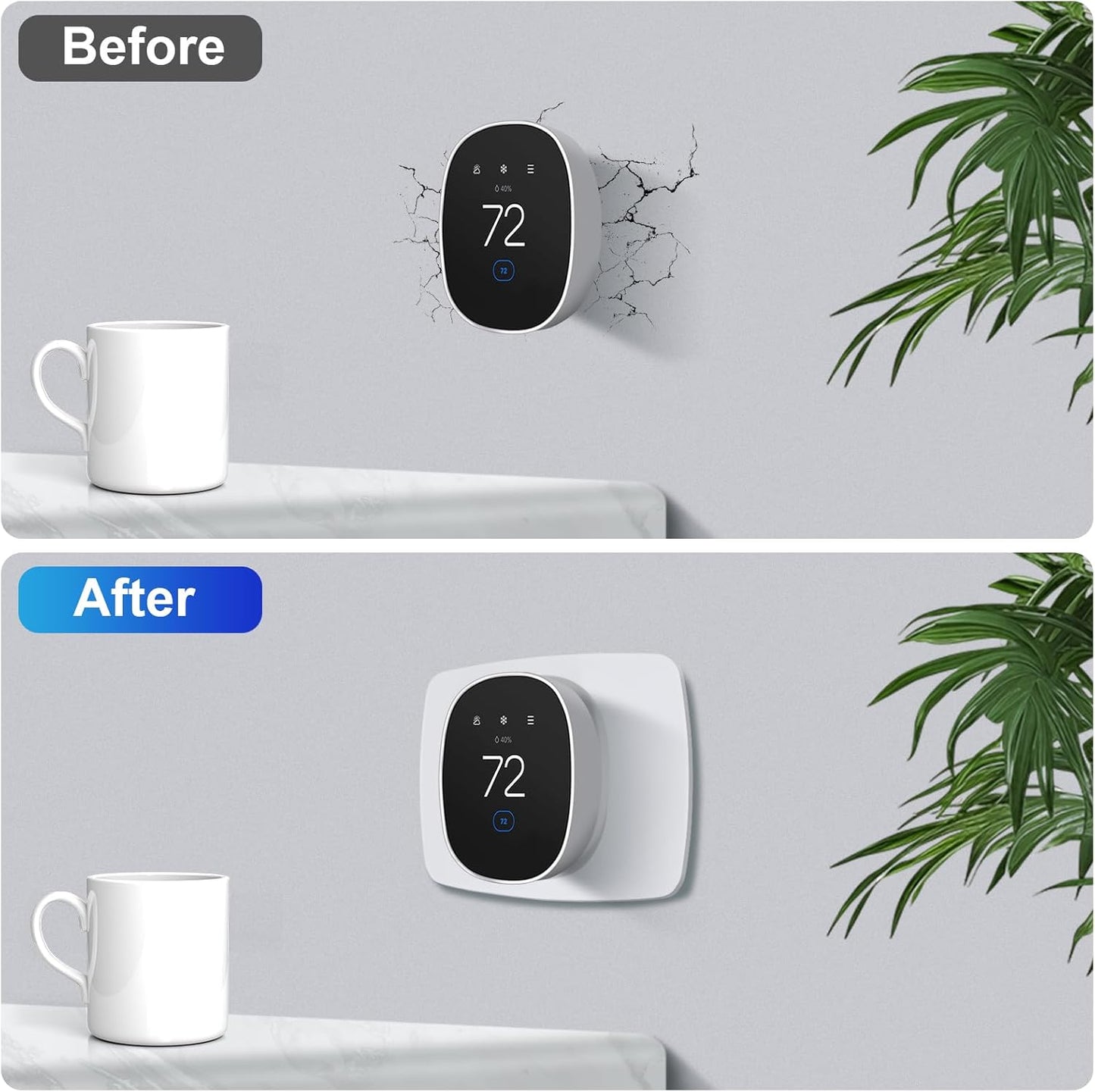 AUURIO Thermostat Wall Plate Compatible with 2025 Smart Thermostat Essential Trim Kit Increased Decorative Coverage Stylish Programmable WiFi Thermostat Accessory Trim Plate Easy Installation