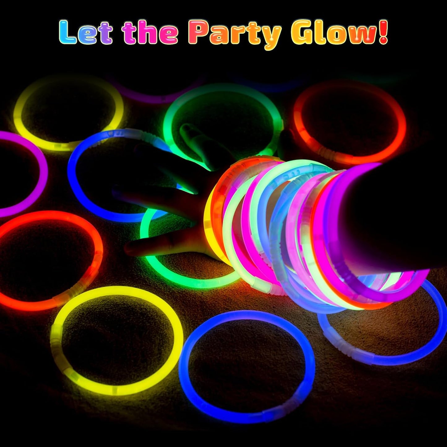 200 PCS Glow Sticks Bulk 8" Glowsticks, Glow Stick Bracelets Necklaces, Glow Party Supplies, Neon Glow Sticks, Glow in the Dark, Glowsticks Party Favors Light-up, Christmas, Easter