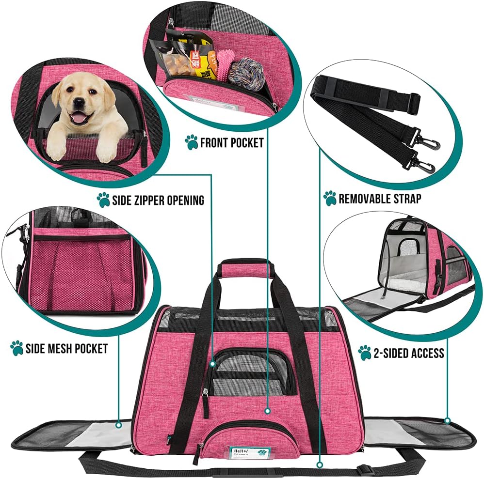 Premium Airline Approved Soft-Sided Pet Travel Carrier by PetAmi | Ventilated, Comfortable Design with Safety Features | Perfect For Plane or Car | Ideal for Small to Medium Sized Cats, Dogs, and Pets