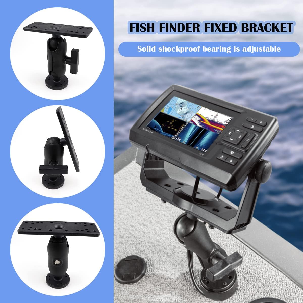 YOLUFER Finder Mount Bracket Holder Rack Universal 360° Adjustable Kayak Mounting Base for Boat Canoe Fishing Accessories