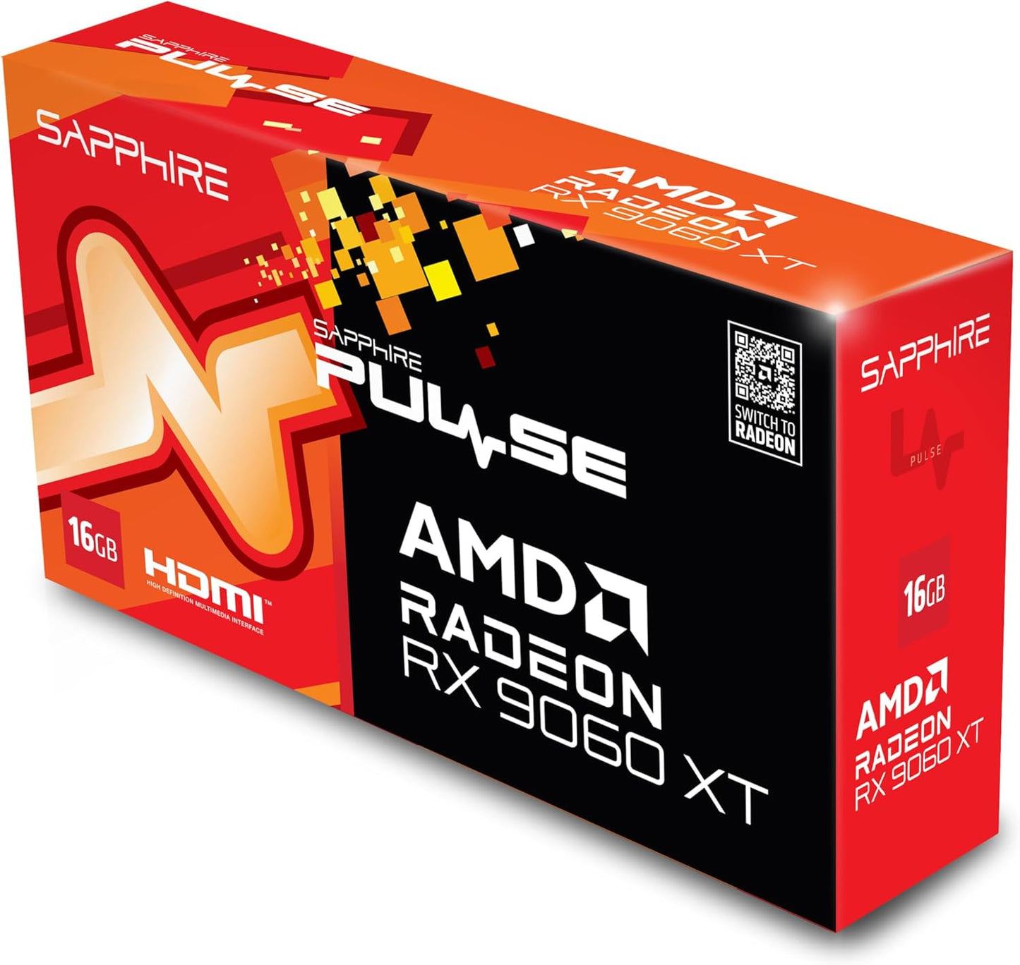 Sapphire 11350-03-20G Pulse AMD Radeon™ RX 9060 XT Gaming OC Graphics Card with 16GB GDDR6, AMD RDNA 4