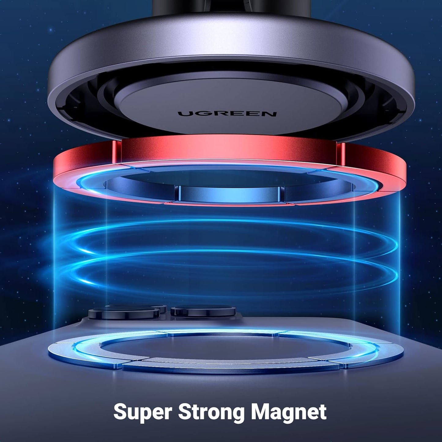 UGREEN Fits MagSafe Car Mount Upgrade Strong Enlarged Magnets for iPhone 14 13 12 Pro Max Series Magsafe Case, Super Stable Magnetic Phone Holder Car Vent Mount for All Phones with 2 Metal Rings
