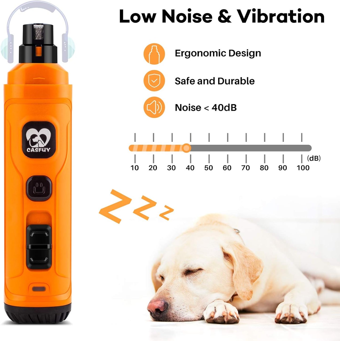 Casfuy Dog Nail Grinder with 2 LED Light - New Version 2-Speed Powerful Electric Pet Nail Trimmer Professional Quiet Painless Paws Grooming & Smoothing for Small Medium Large Dogs and Cats (Blue)