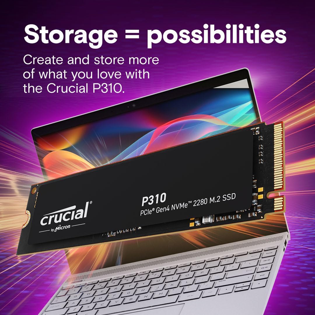 Crucial P310 4TB PCIe Gen4 2280 NVMe M.2 SSD Up to 7,100MB/s – with Acronis Offer, Internal Solid State Drive (PC) – CT4000P310SSD801