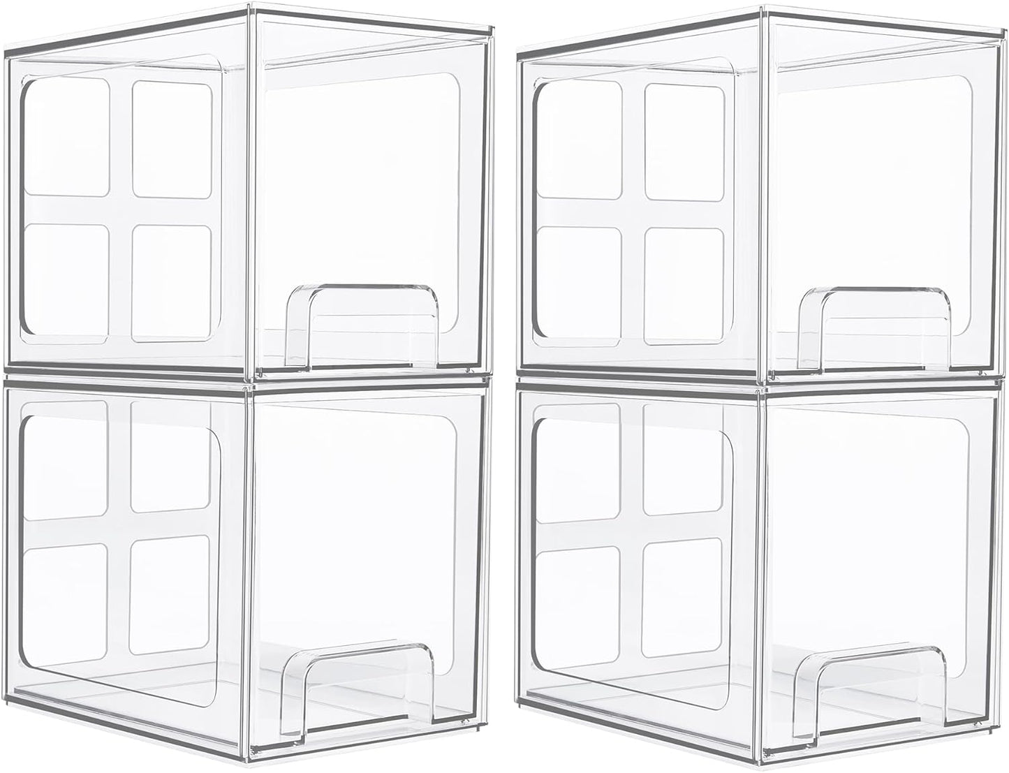 Vtopmart 3 Pack Stackable Clear Plastic Drawer Organizer, Makeup Organizers and Storage for Eyeshadow Palettes, Cosmetics, Beauty Supplies, Ideal for Vanity, Desk, Office, Bathroom Organization