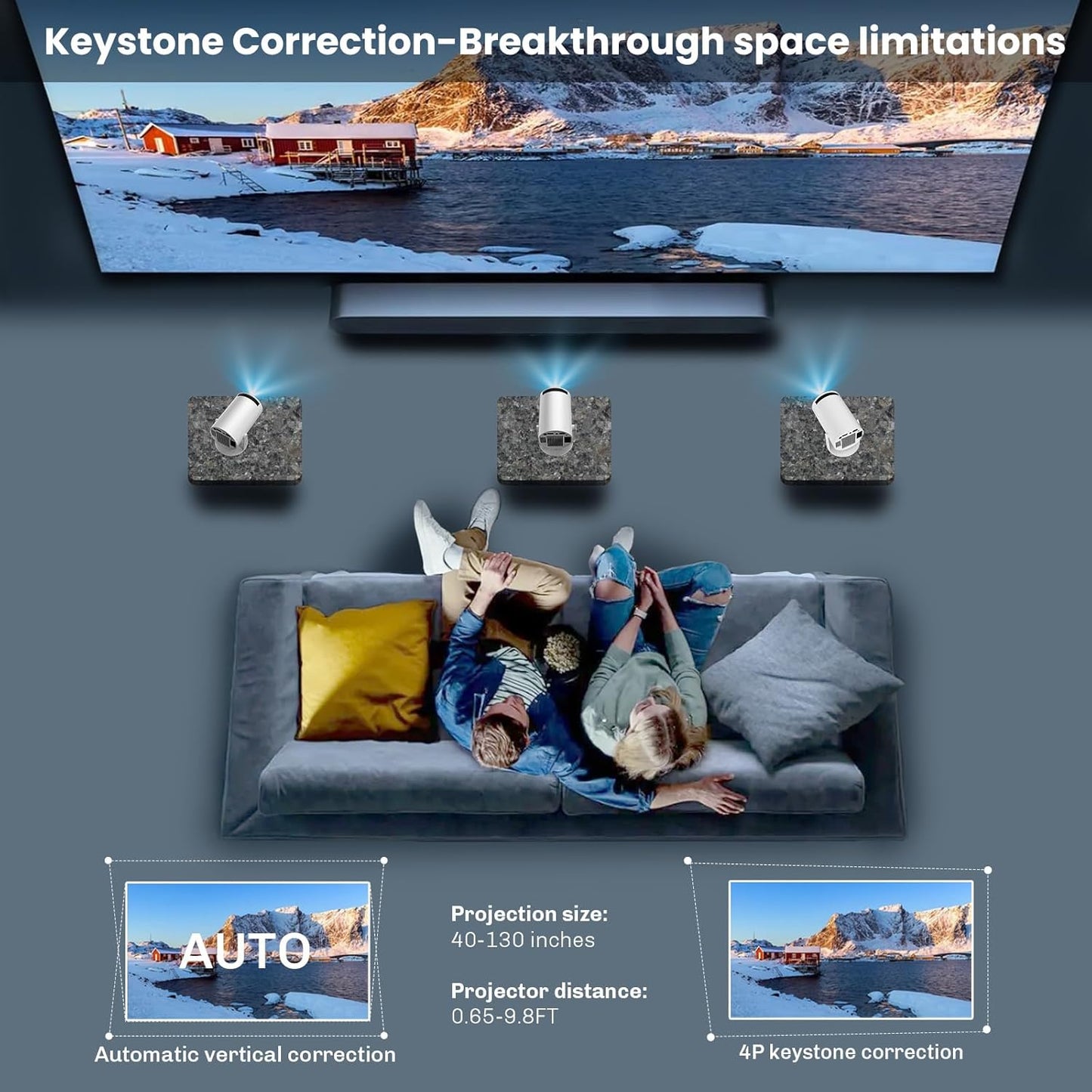 HIPPUS Mini Projector with WiFi 6 and Bluetooth,Full HD 1080P 4K,Android 11.0,180°Rotation,Portable Projector,Auto Keystone,2.4G/5G Wi-Fi6,Compatible with TV Stick/Smartphone/HDMI/USB(White)