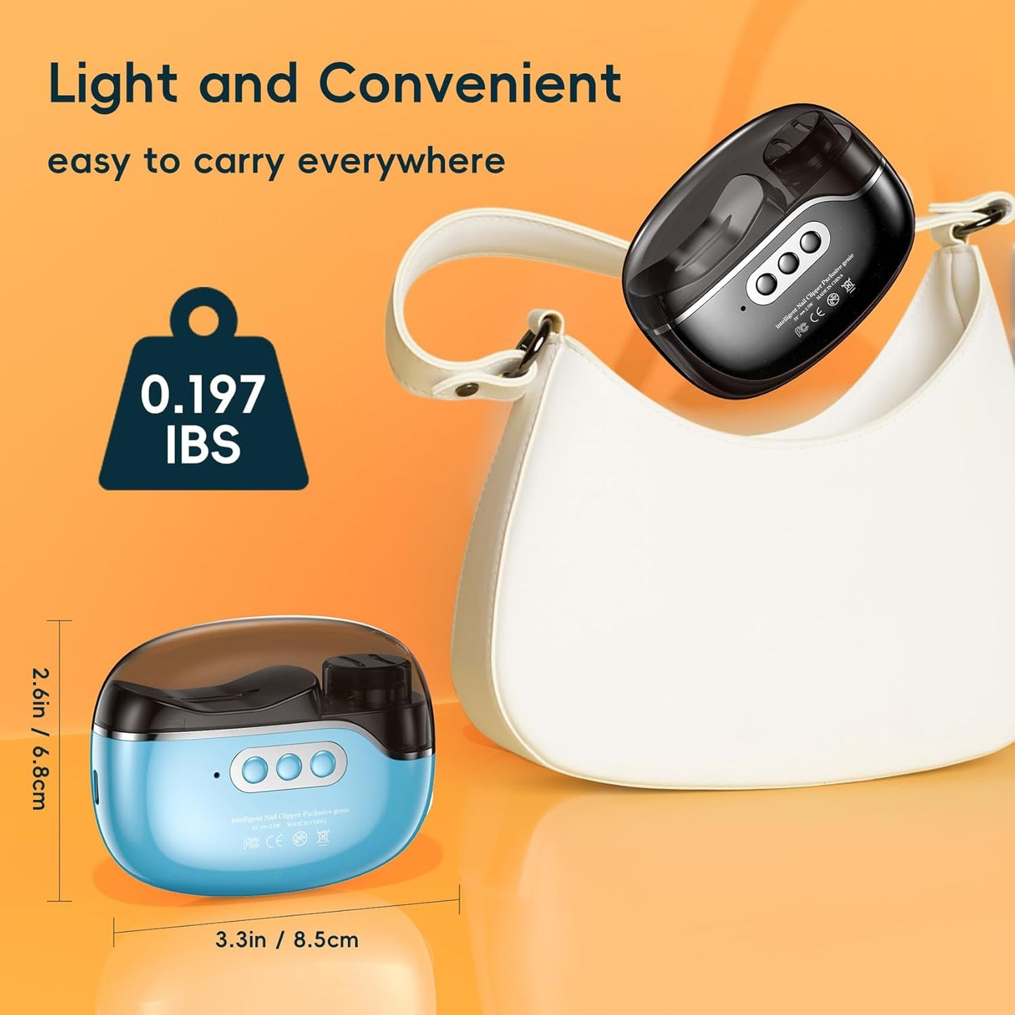Electric Nail Clipper-3 in 1 Baby Nail Trimmer with Light & 3 Speeds, Fingernail Trimmer, Polisher & Clip Storage, USB Rechargeable Automatic Nail File for Baby, Kids, Adult Gift(Black)