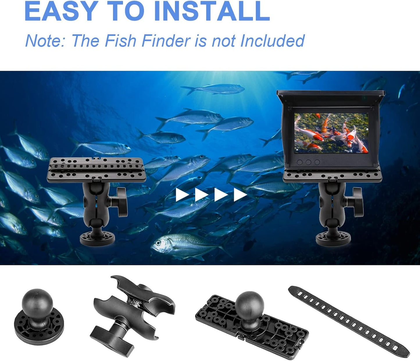 MDEOOSKY Fish Finder Mount Base, Bracket, Mounting Plate - Medium Arm Marine Electronic Mount, Adjustable Rack Replacement for Garmin GPSMAP Striker 5 Plus 5cv