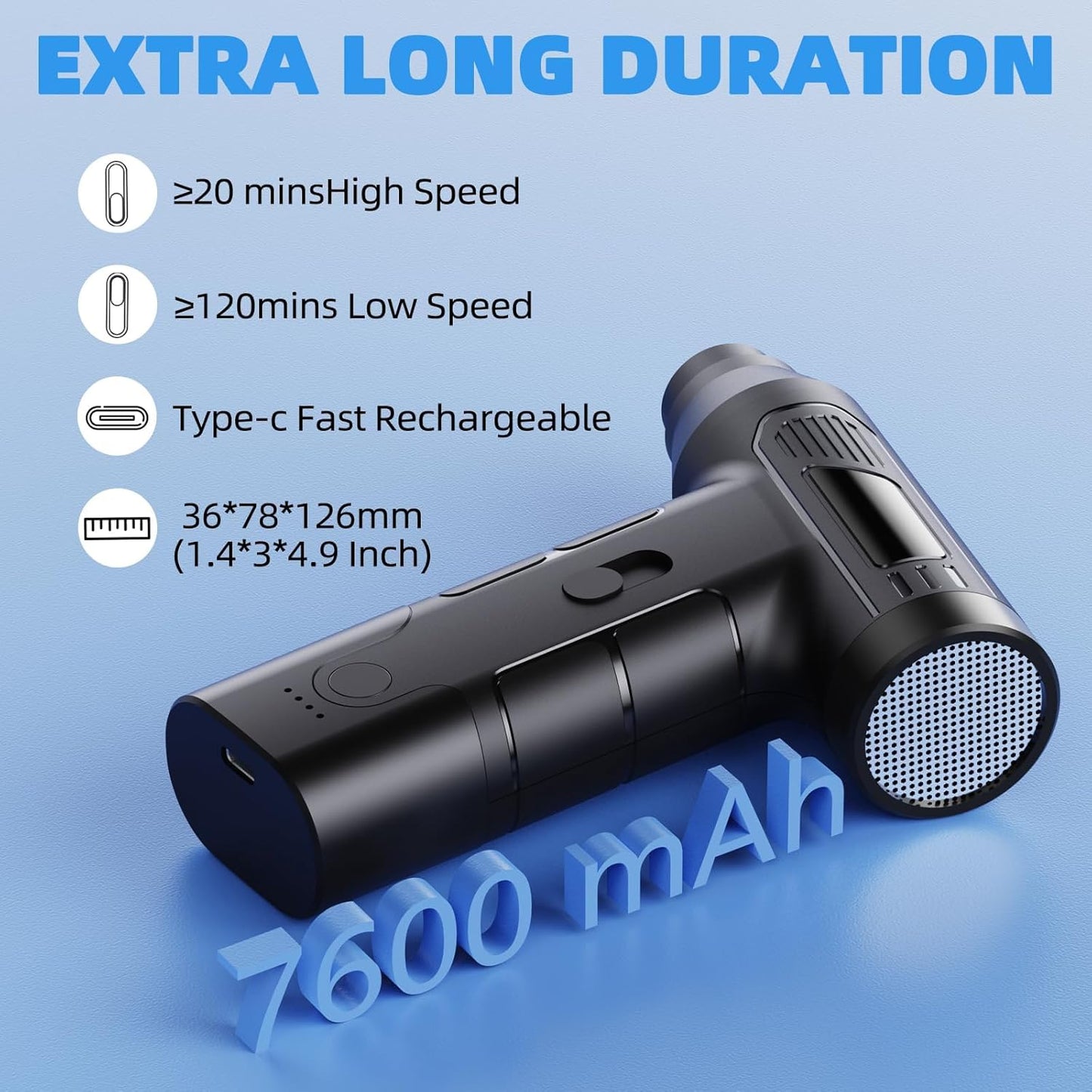Compressed Air Duster, 130000RPM Electric Air Duster Replaces Compressed Air Cans, 3 Speed, Cordless Air Blower for Cleaning Camera Computer Household Pet Hair