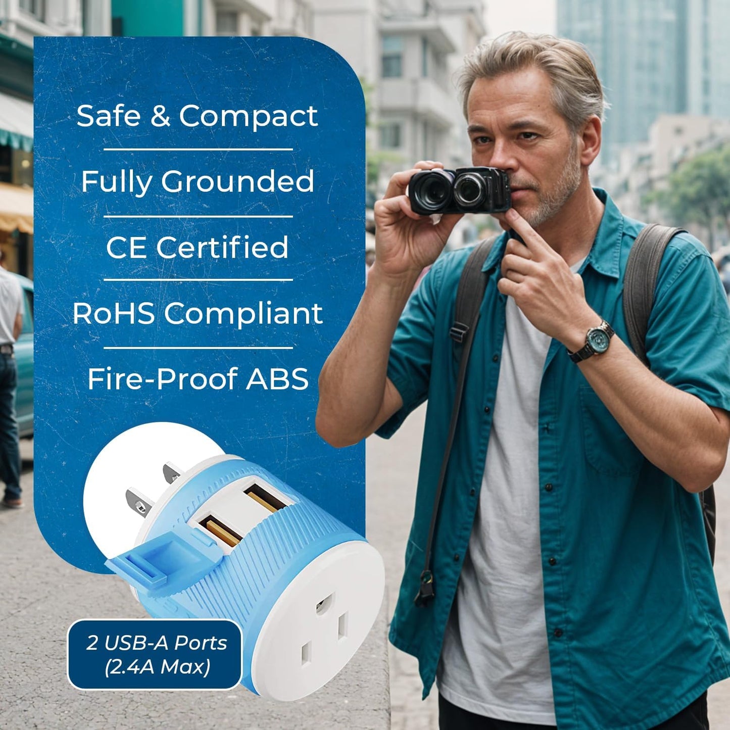 OREI South Africa, Botswana, Namibia Travel Plug Adapter with Dual USB - USA Input - Type M (U2U-10L), Will work with Cell Phones, Camera, Laptop, Tablets, iPad, iPhone