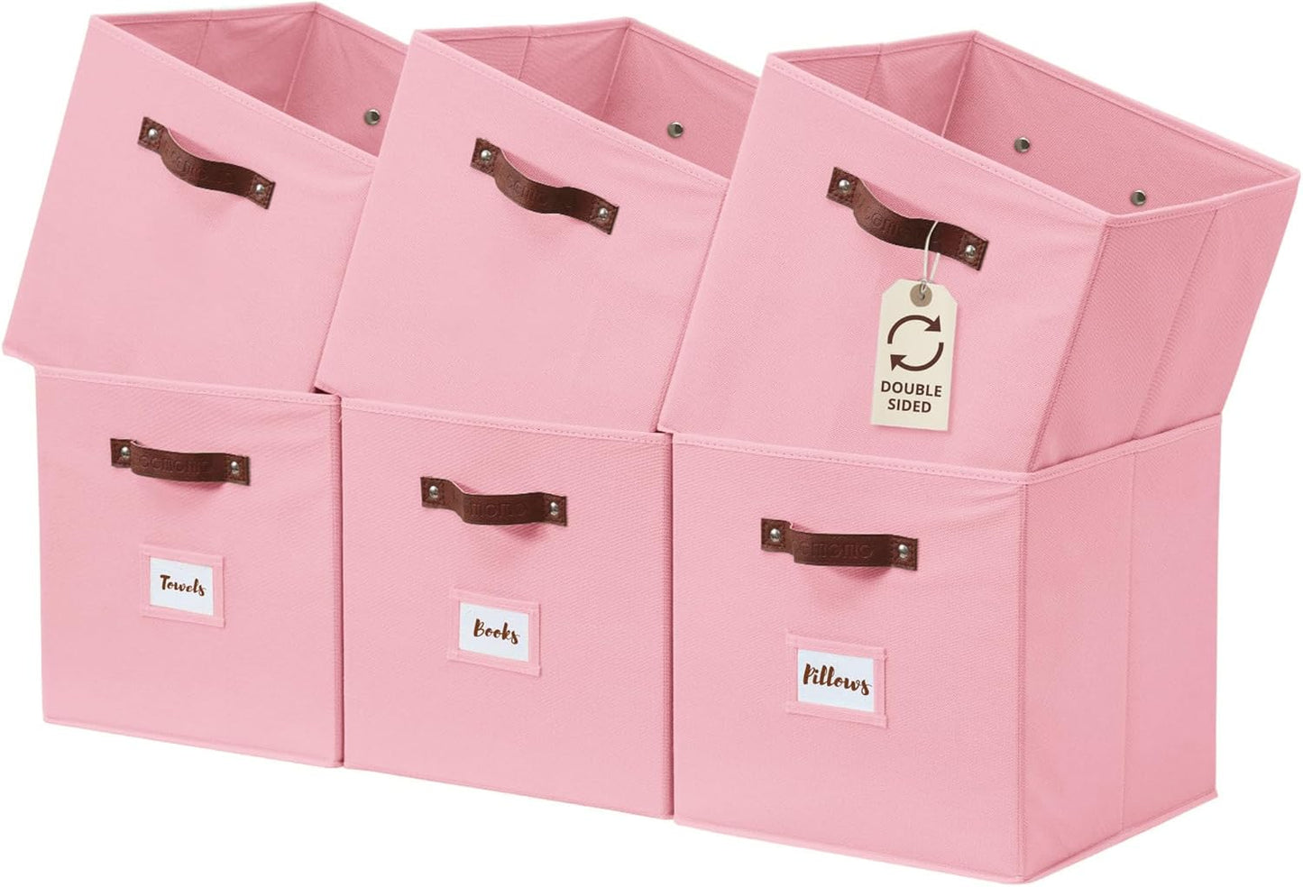 DECOMOMO Cube Storage Bin, Storage Cubes with Labels, Baskets for Shelves Kallax Linen Closet Organizers (Cube 10.5x11"/ 6pcs, Black)