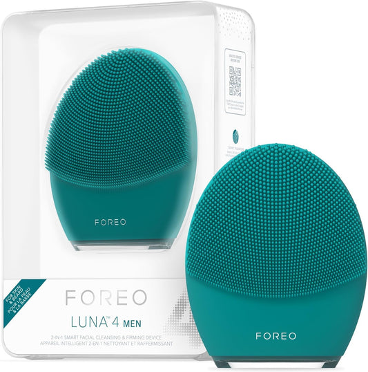 FOREO LUNA 4 MEN Face Cleansing Brush for Skin & Beard | Firming Face Massager | Anti Aging Face Care | Enhances Absorption of Facial Skin Care Products | App-connected | USB-rechargeable | Waterproof