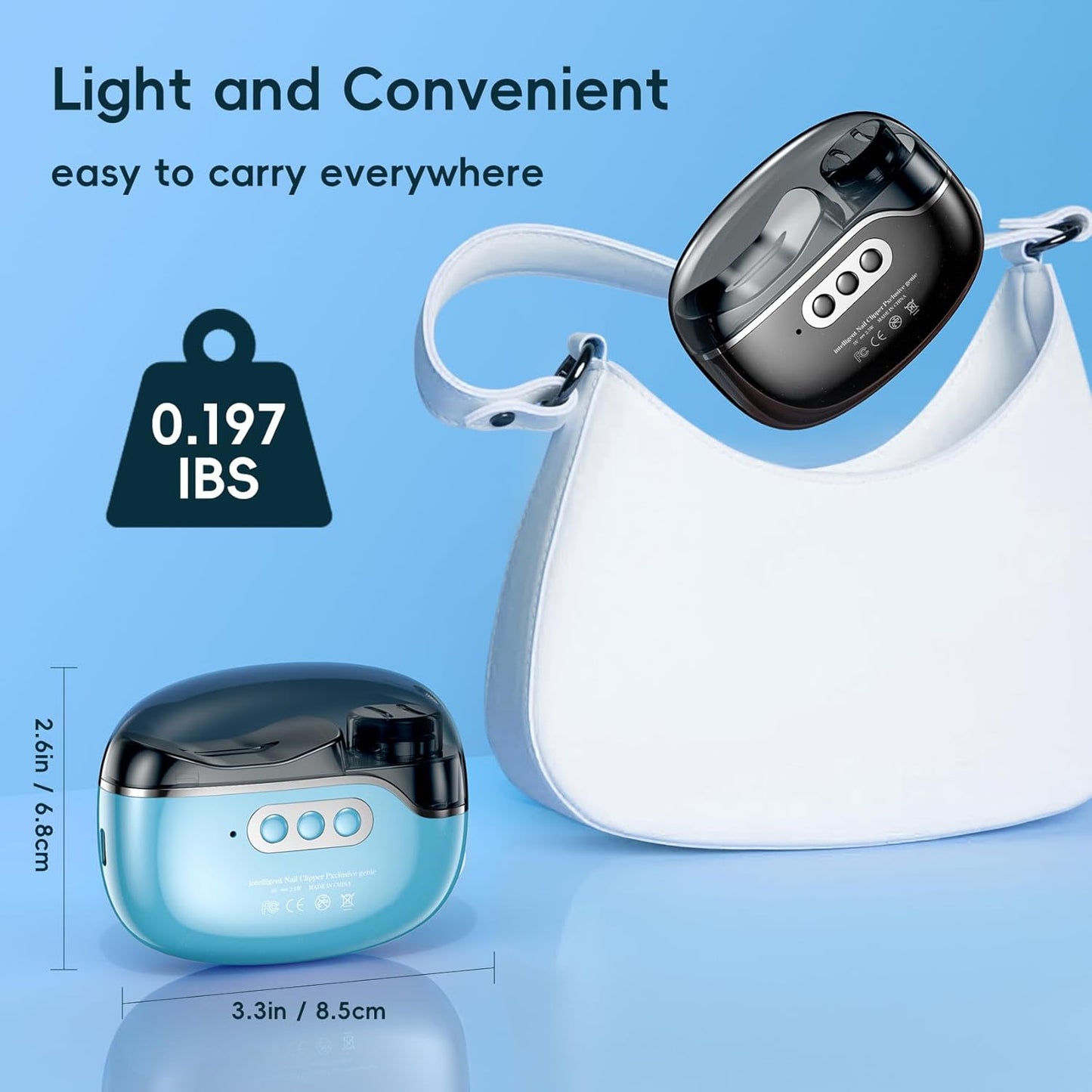 Electric Nail Clipper-3 in 1 Baby Nail Trimmer with Light & 3 Speeds, Fingernail Trimmer, Polisher & Clip Storage, USB Rechargeable Automatic Nail File for Baby, Kids, Adult Gift(Black)