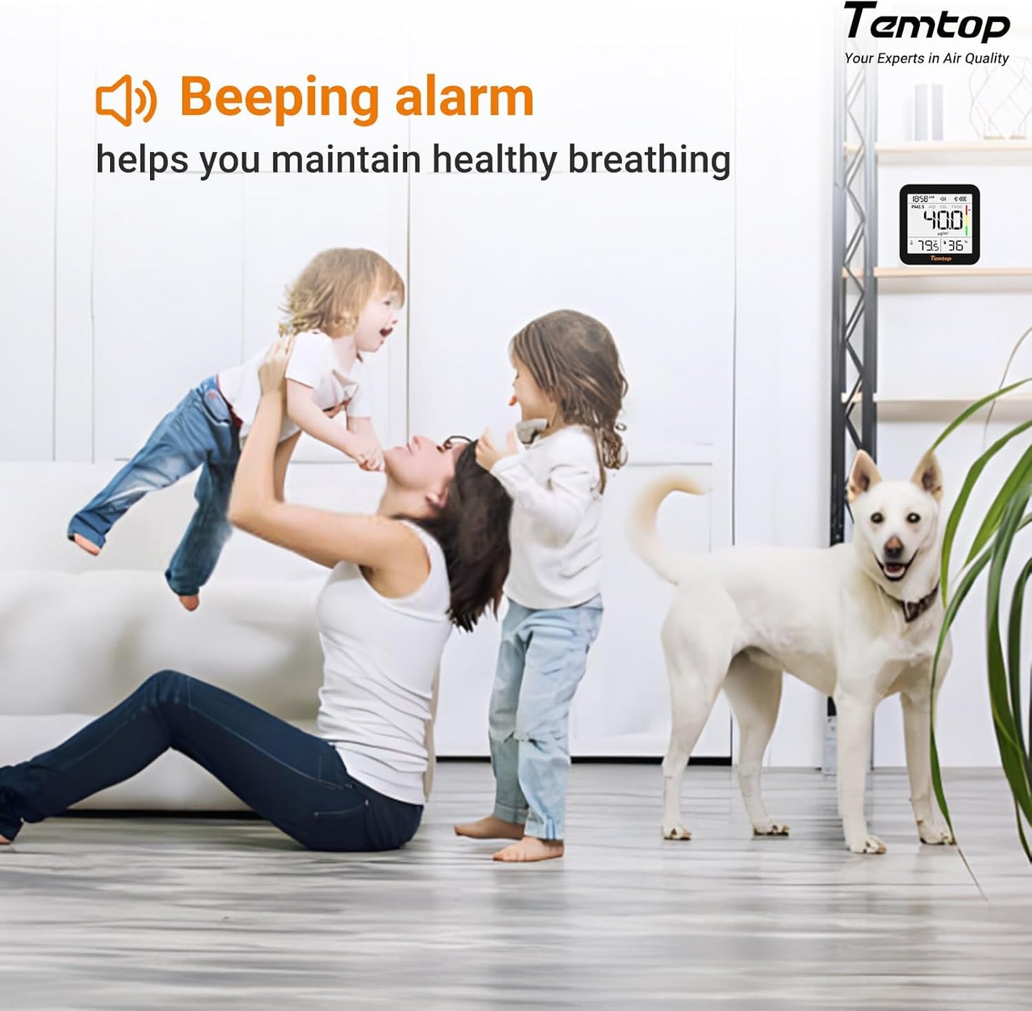 Temtop Air Quality Monitor Indoor with PM2.5, AQI, tVOC, CO2 Monitor, Temperature & Humidity Monitoring,Connectivity with App(M10 Plus)